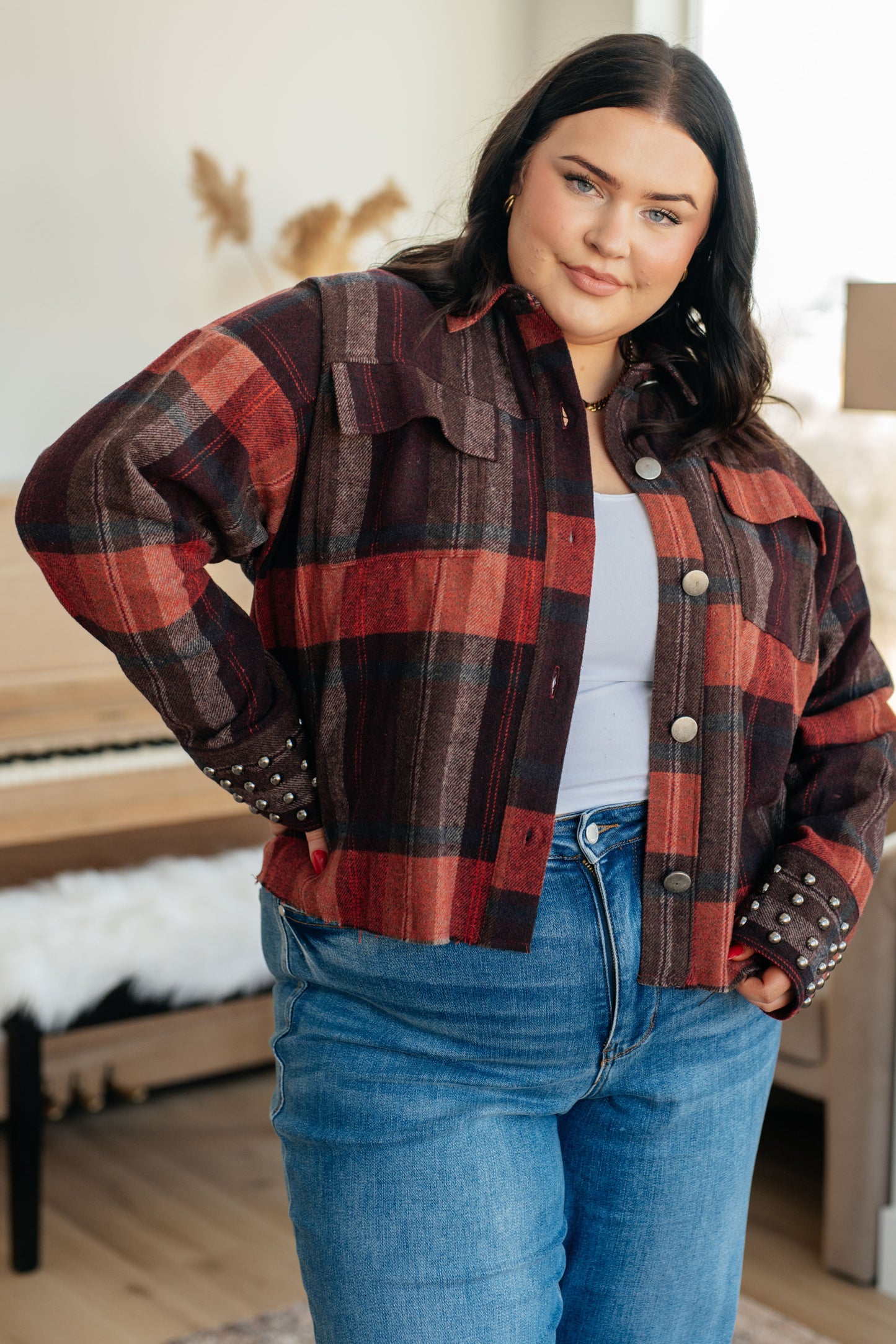 Already There Plaid Shacket - Haptics