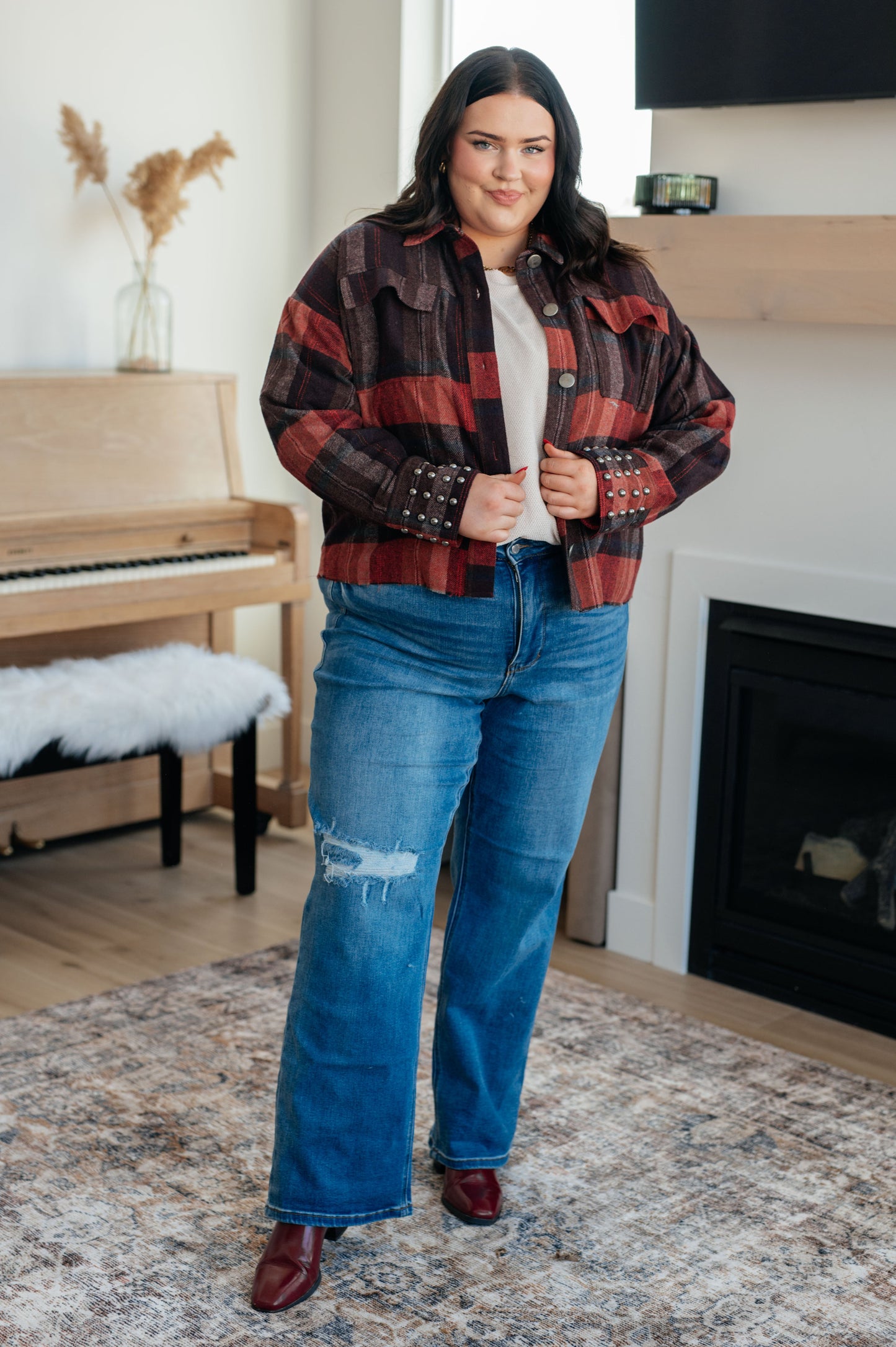 Already There Plaid Shacket - Haptics