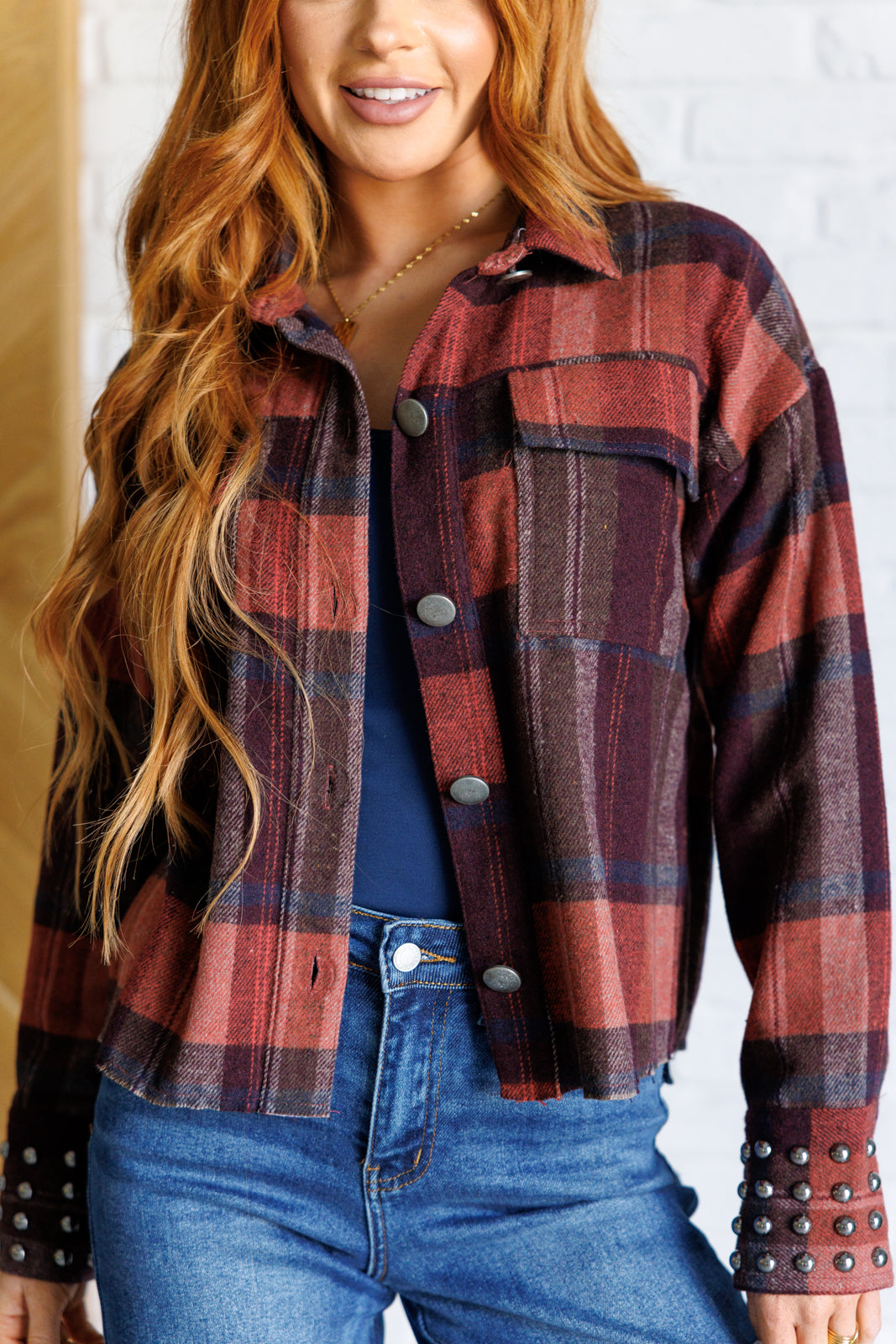 Already There Plaid Shacket - Haptics