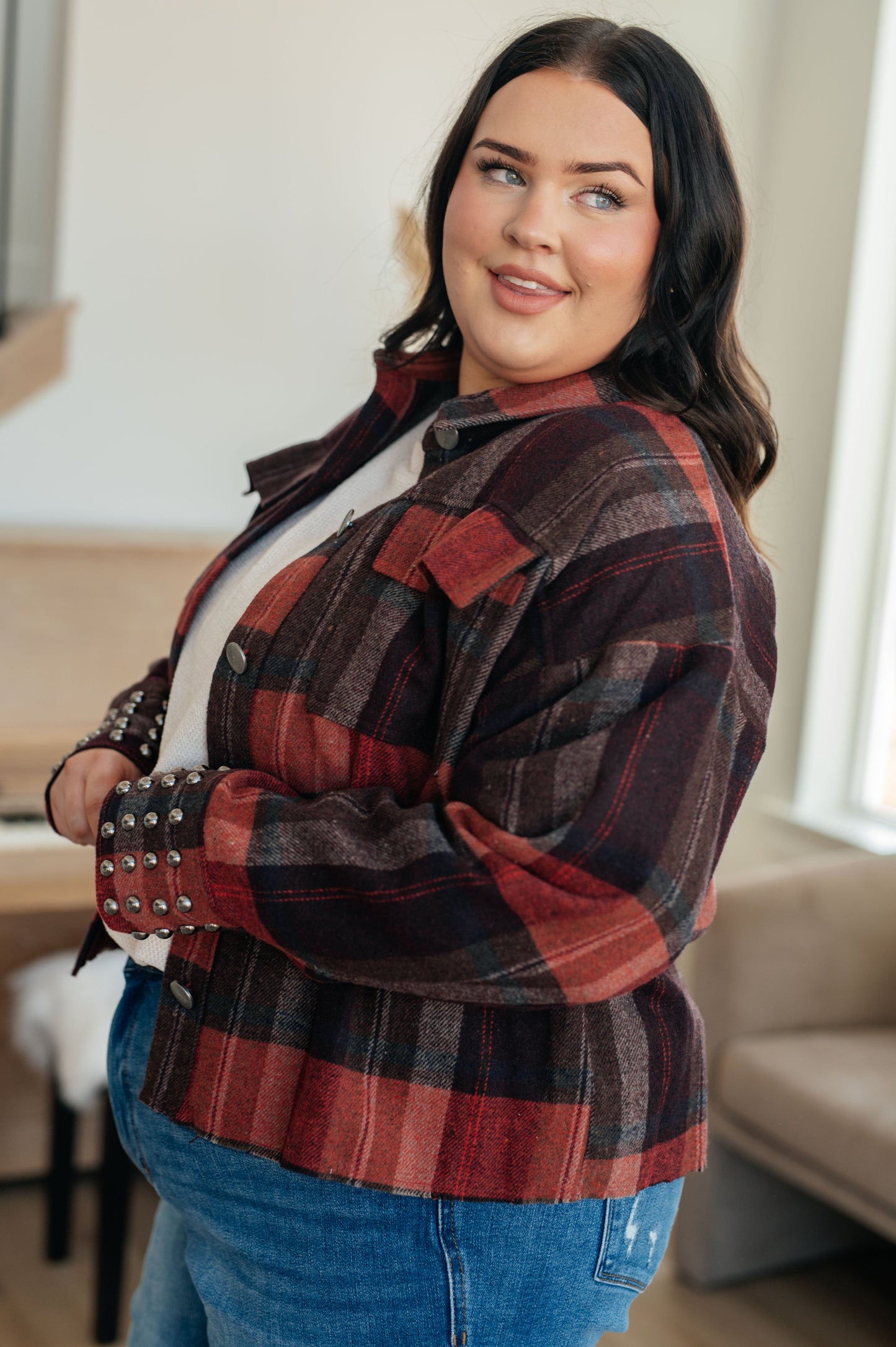 Already There Plaid Shacket - Haptics