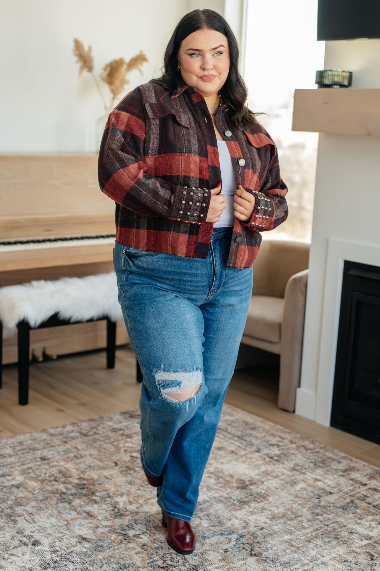 Already There Plaid Shacket - Haptics