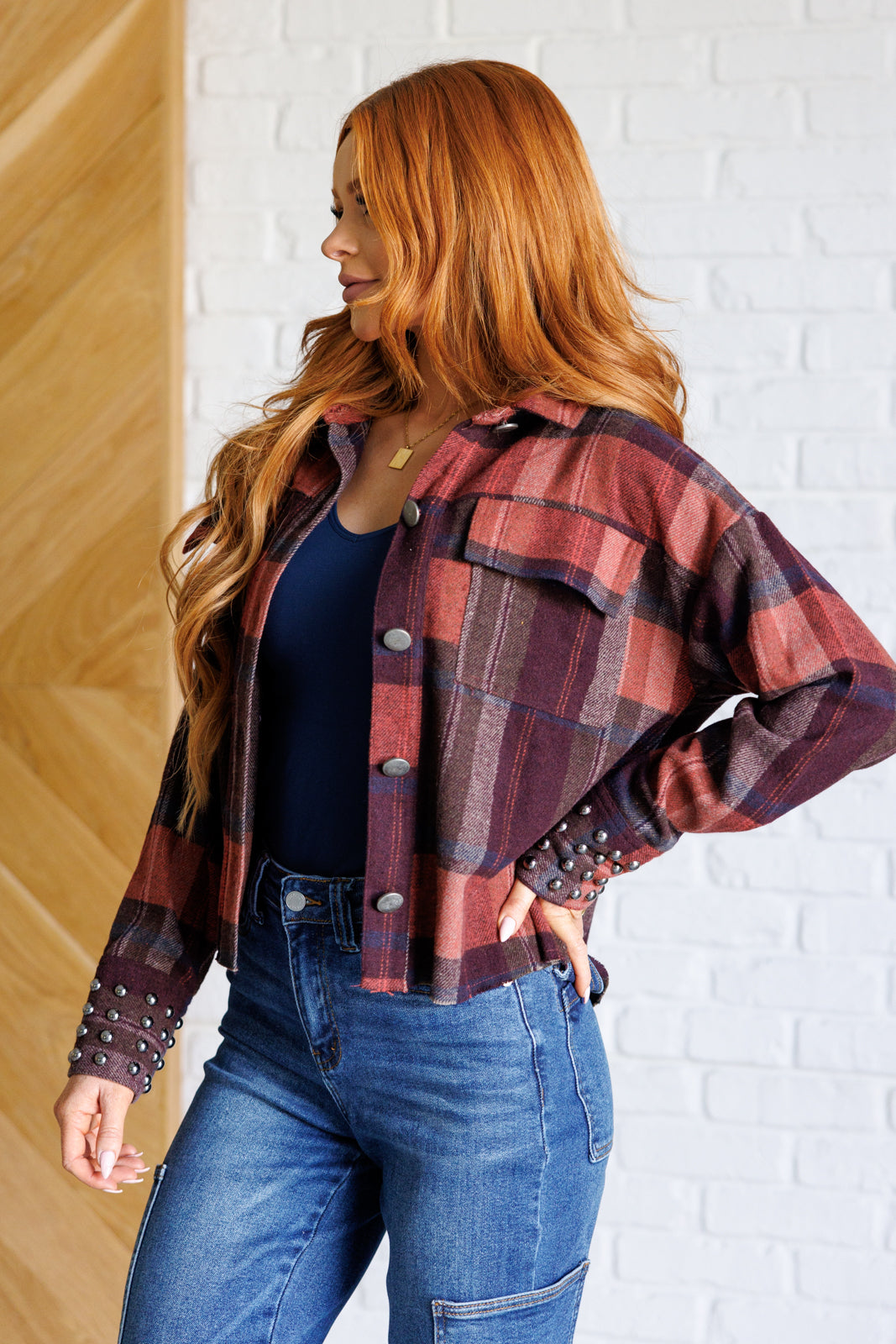 Already There Plaid Shacket - Haptics