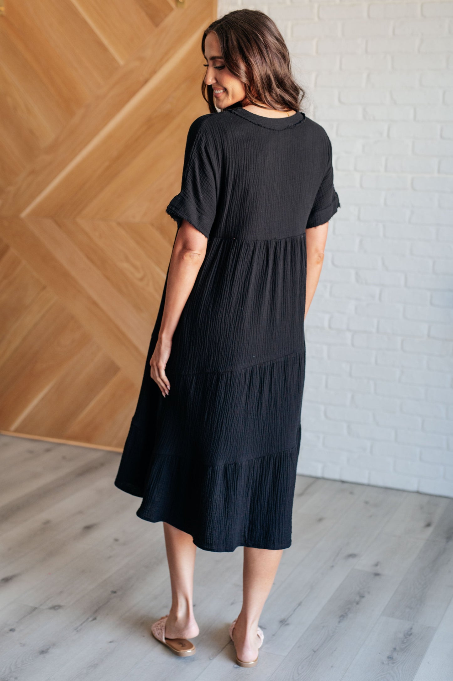 Always Learning Dolman Sleeve Dress in Black - Very J