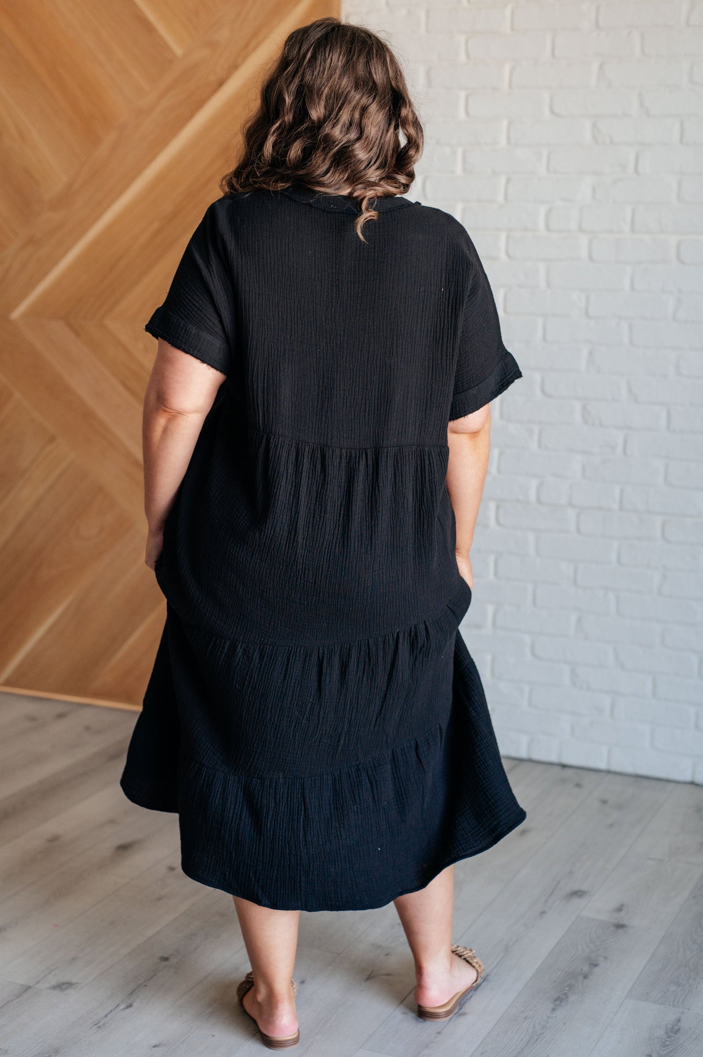 Always Learning Dolman Sleeve Dress in Black - Very J