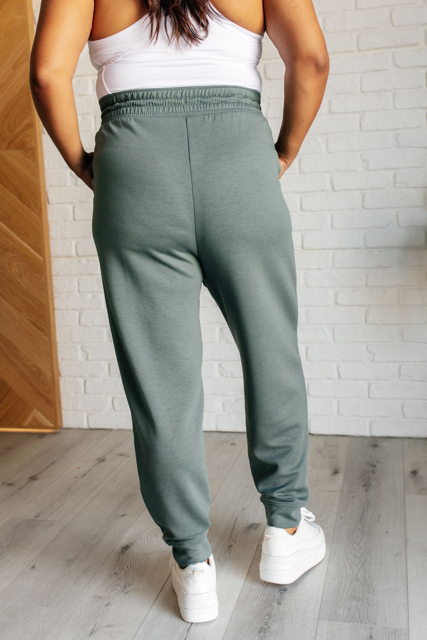 Center Seam Scuba Joggers in Ash Jade - Zenana