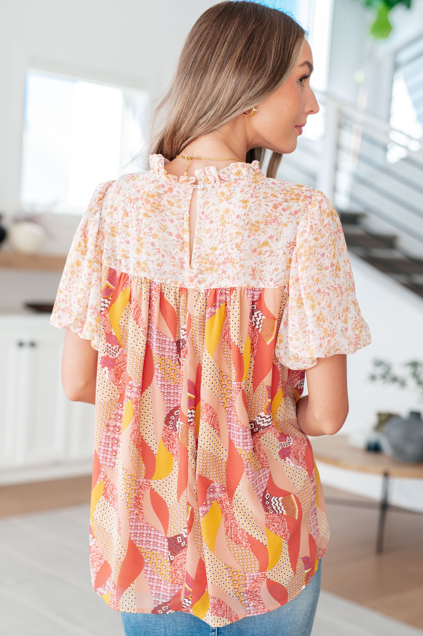 Day Dreamer Mixed Floral Top in Mauve - Jodifl