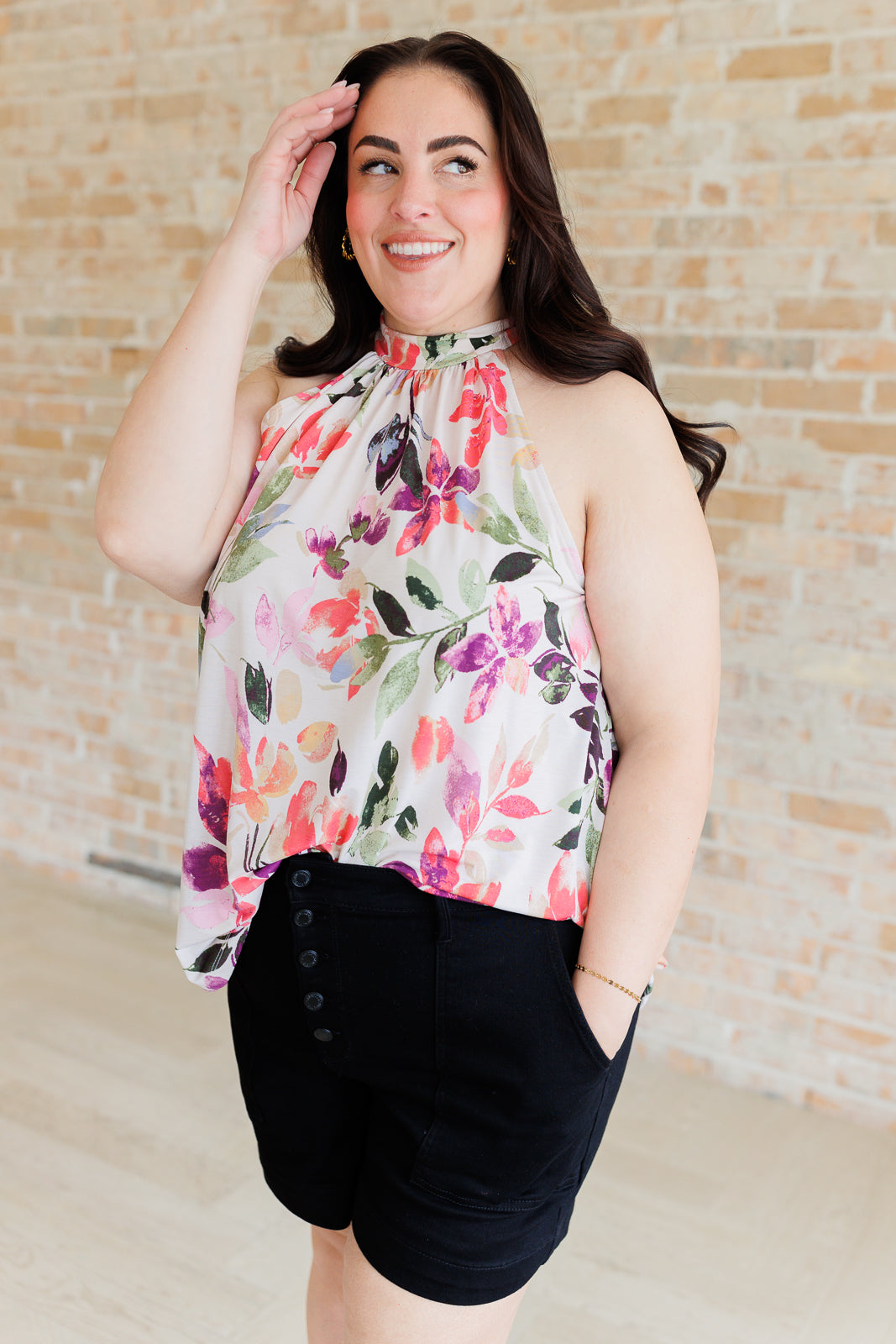 Feeling Lovely Floral Halter Blouse - White Birch