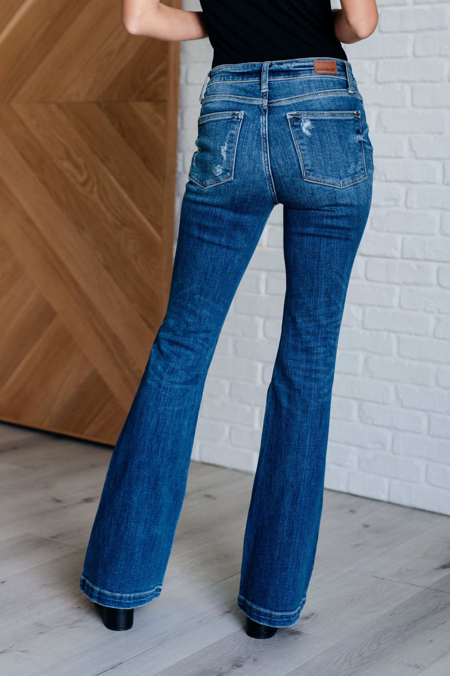 Gabriella Mid Rise Distressed Button Fly Flare - Judy Blue