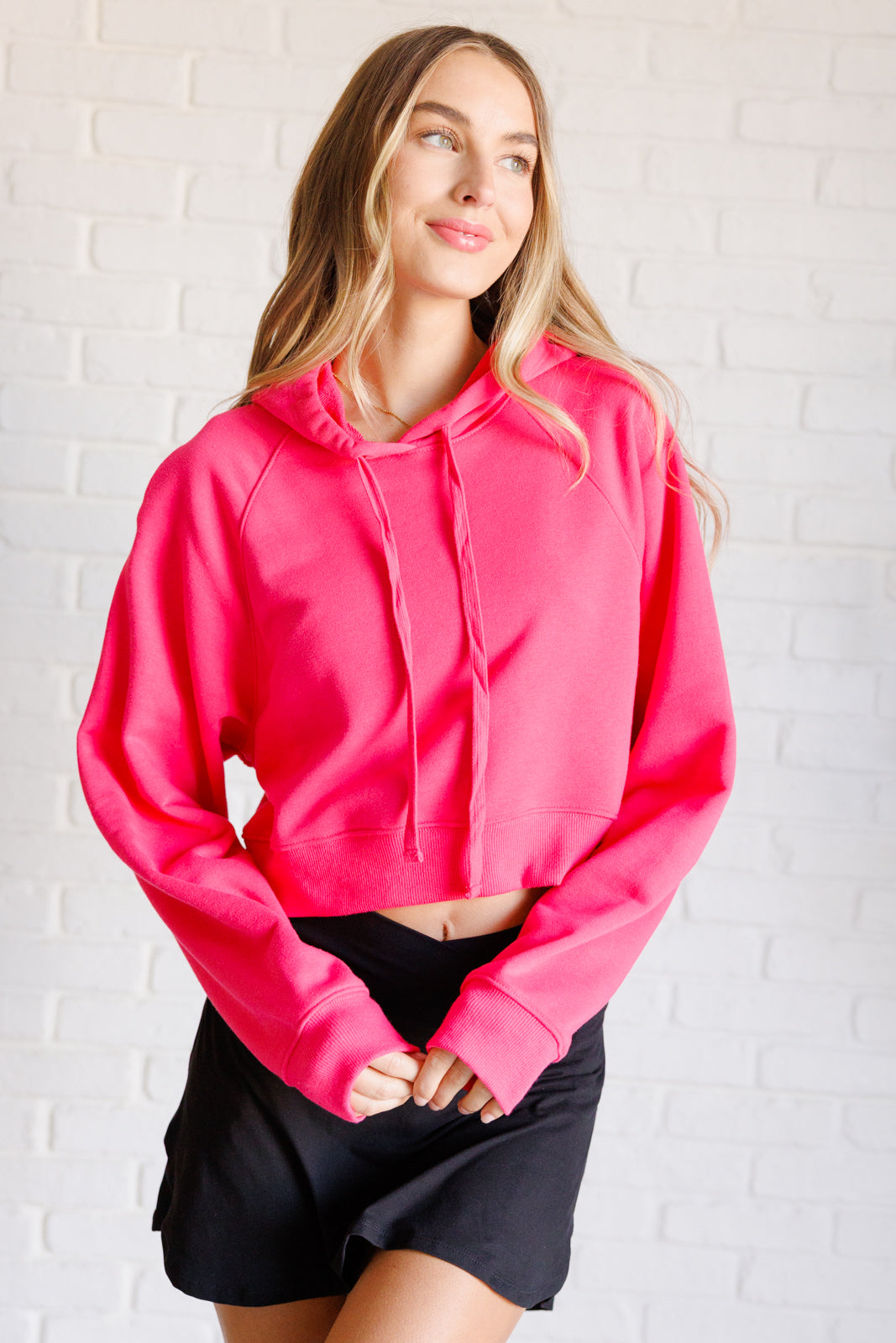 Had Me in the First Half Pullover Hoodie in Flamingo Pink - Rae Mode