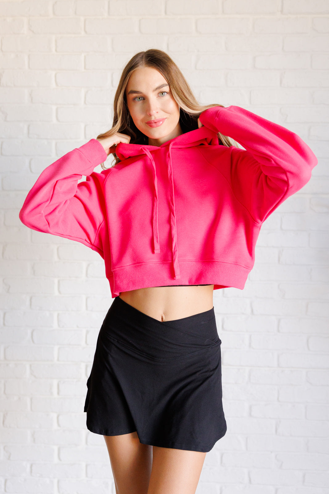 Had Me in the First Half Pullover Hoodie in Flamingo Pink - Rae Mode