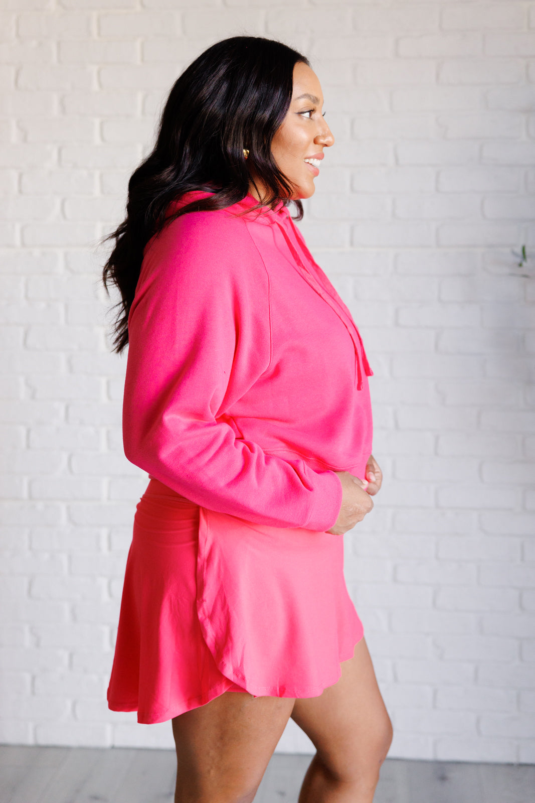 Had Me in the First Half Pullover Hoodie in Flamingo Pink - Rae Mode