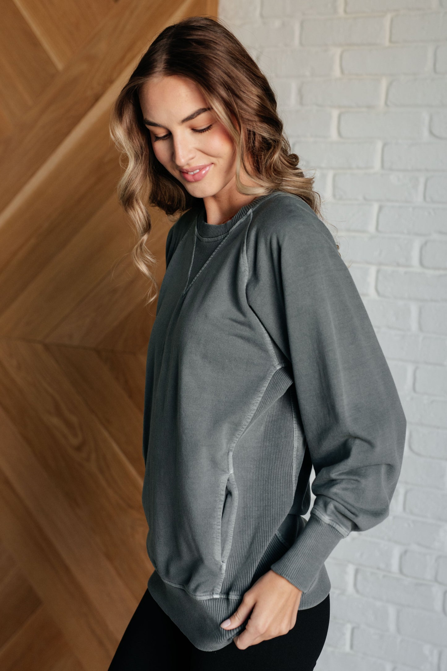 Hands Down Favorite Sweatshirt in Ash Jade - Zenana