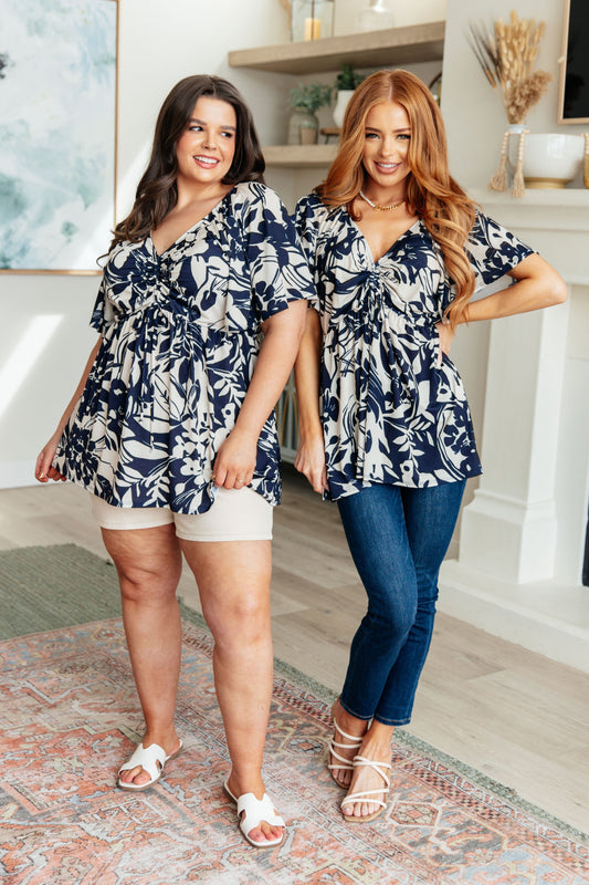In Contrast Floral V-Neck Top - Shopin La