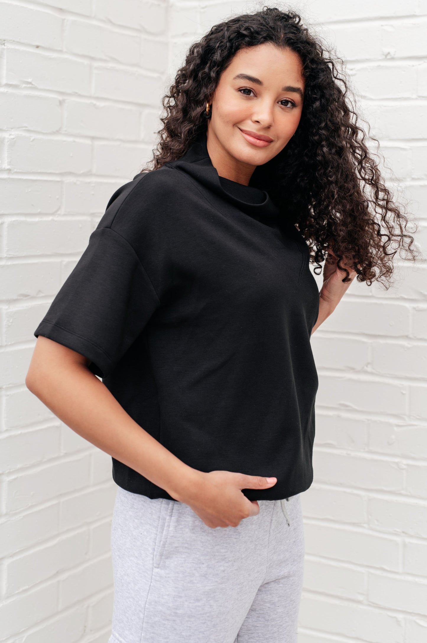 I Just Felt Like It Mock Neck Top in Black - Rae Mode