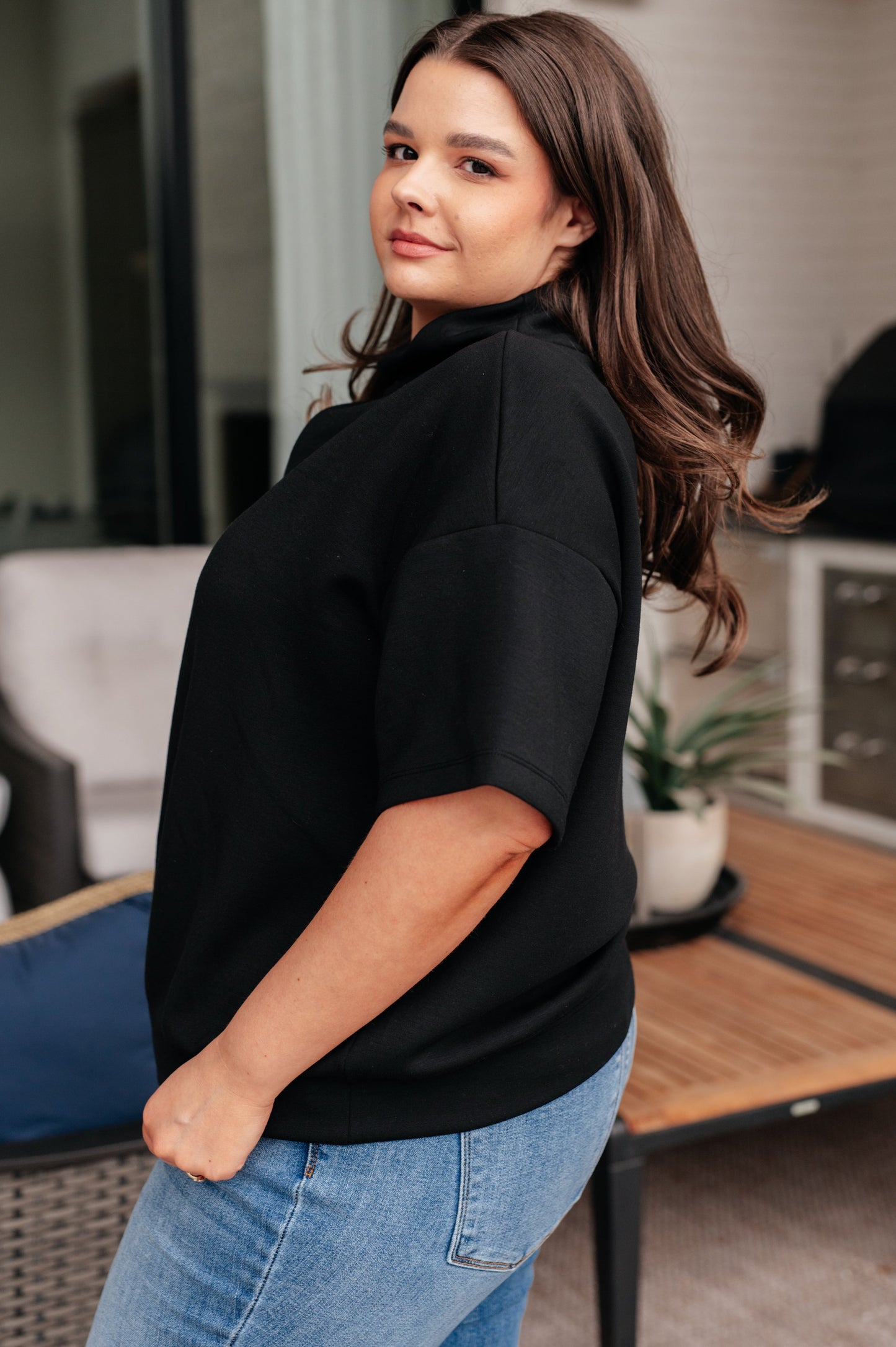 I Just Felt Like It Mock Neck Top in Black - Rae Mode