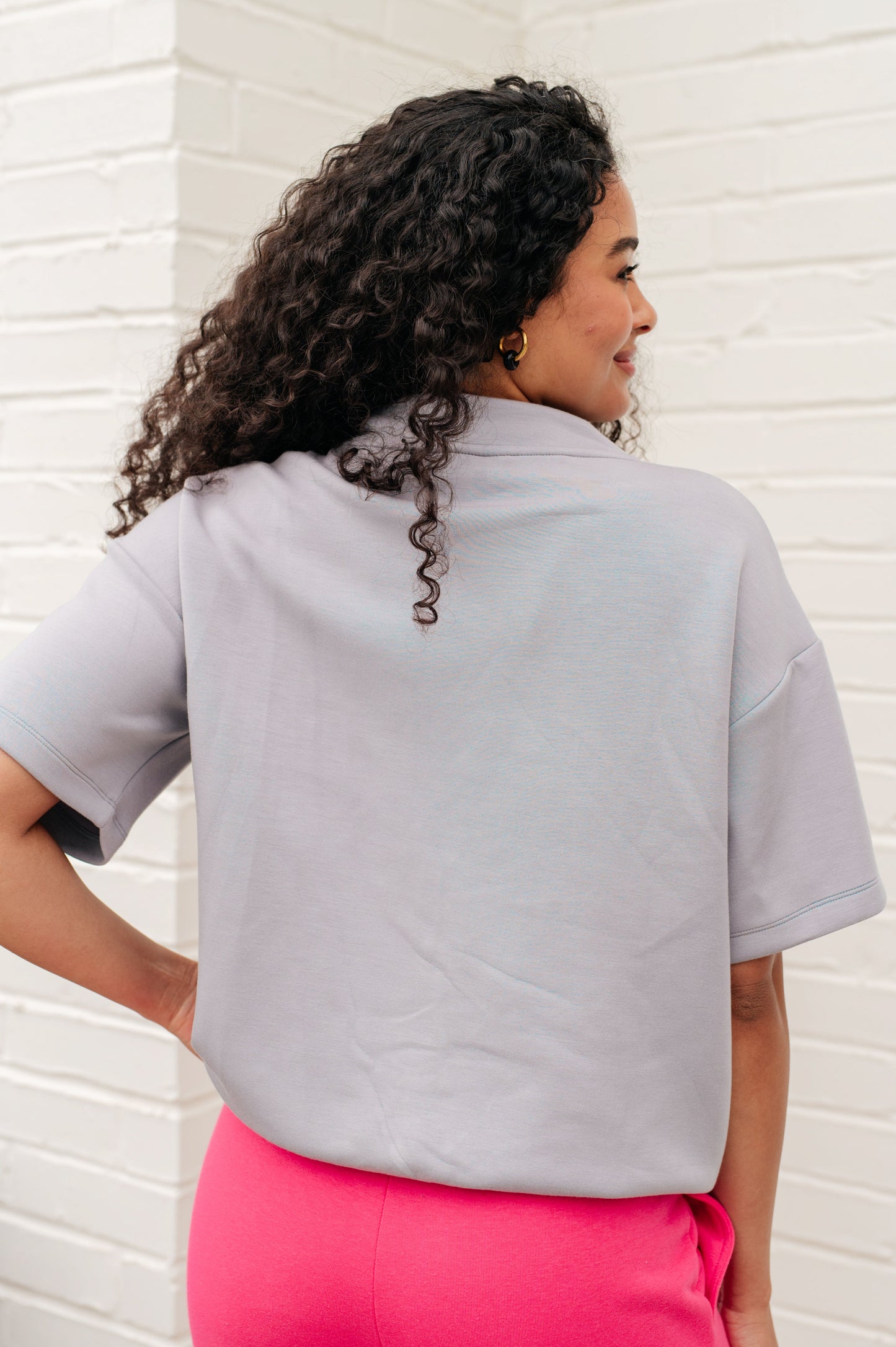 I Just Felt Like It Mock Neck Top in Mystic Grey - Rae Mode