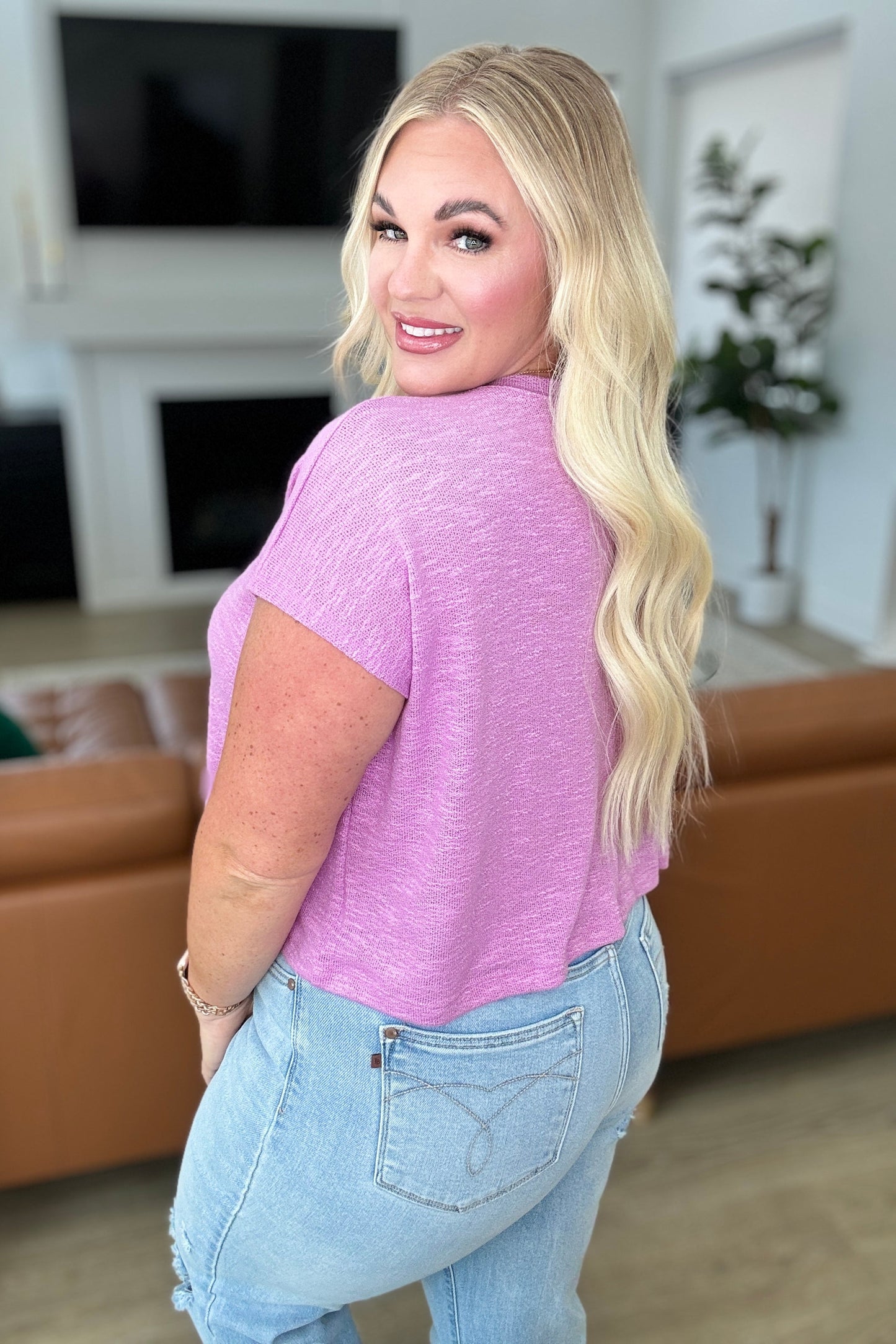 Classic Comfort V-Neck Top in Mauve - Zenana