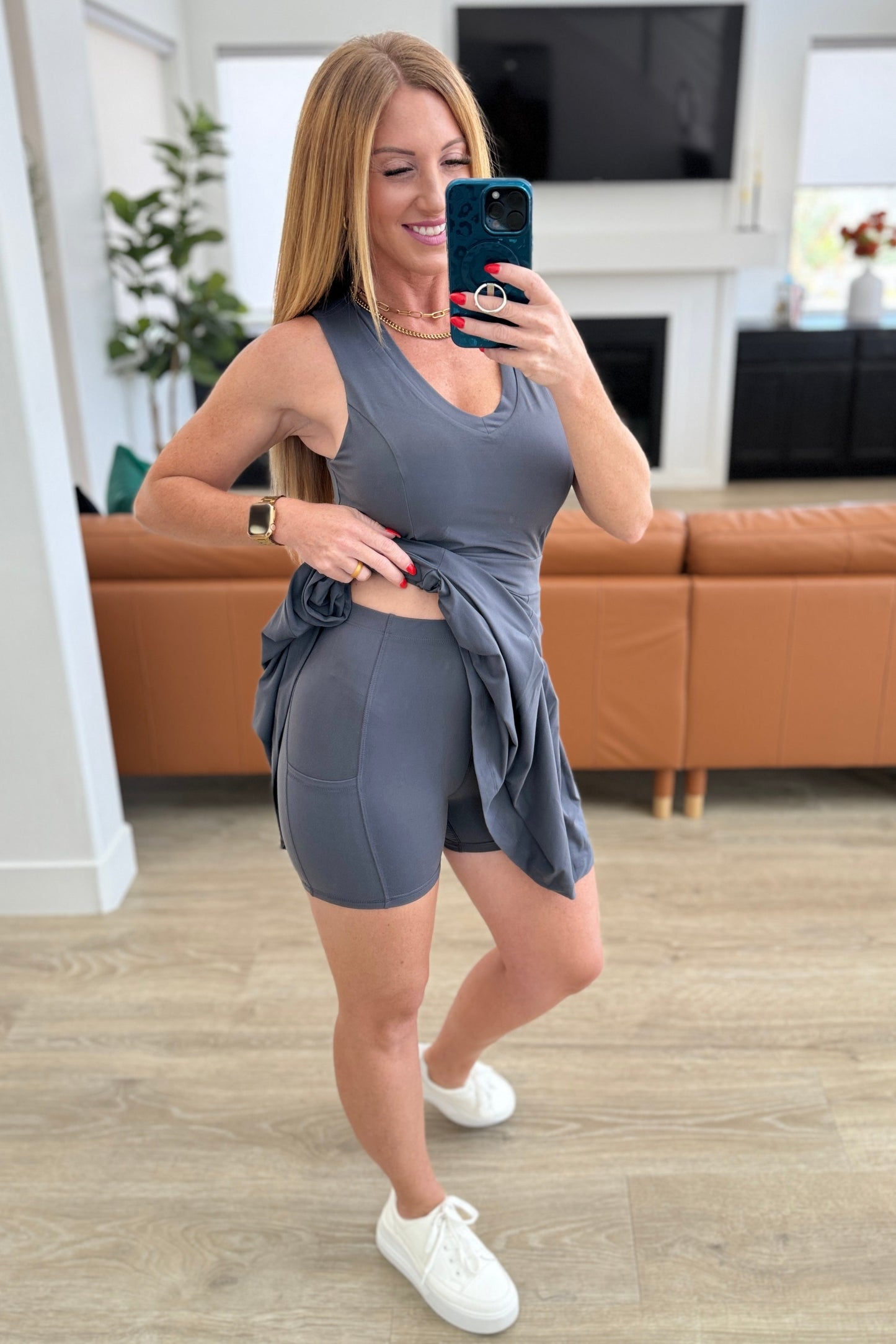 Hop, Skip and a Jump Dress and Shorts Set in Charcoal - Rae Mode