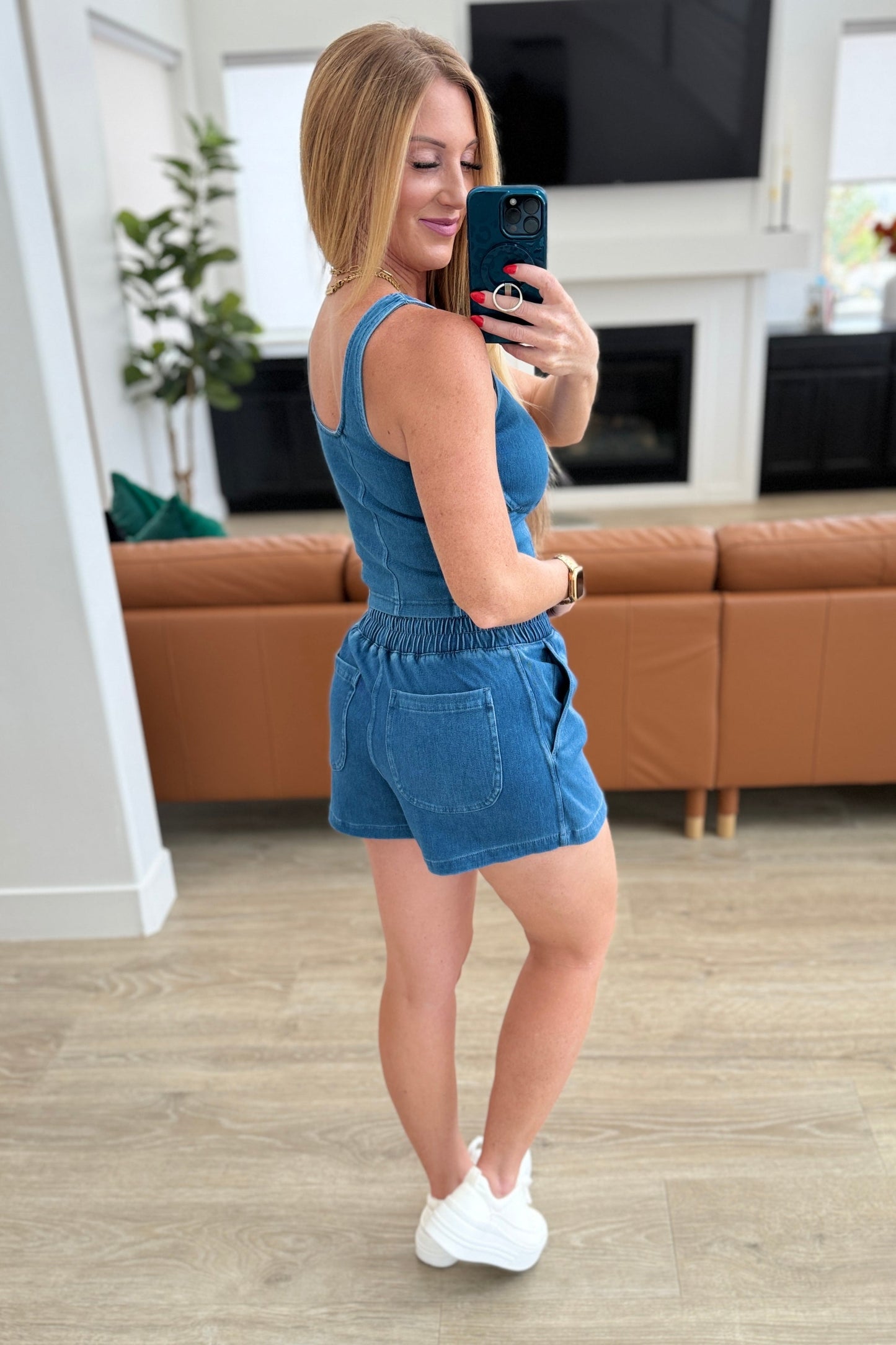 City Siren Skort in Light Denim - Rae Mode