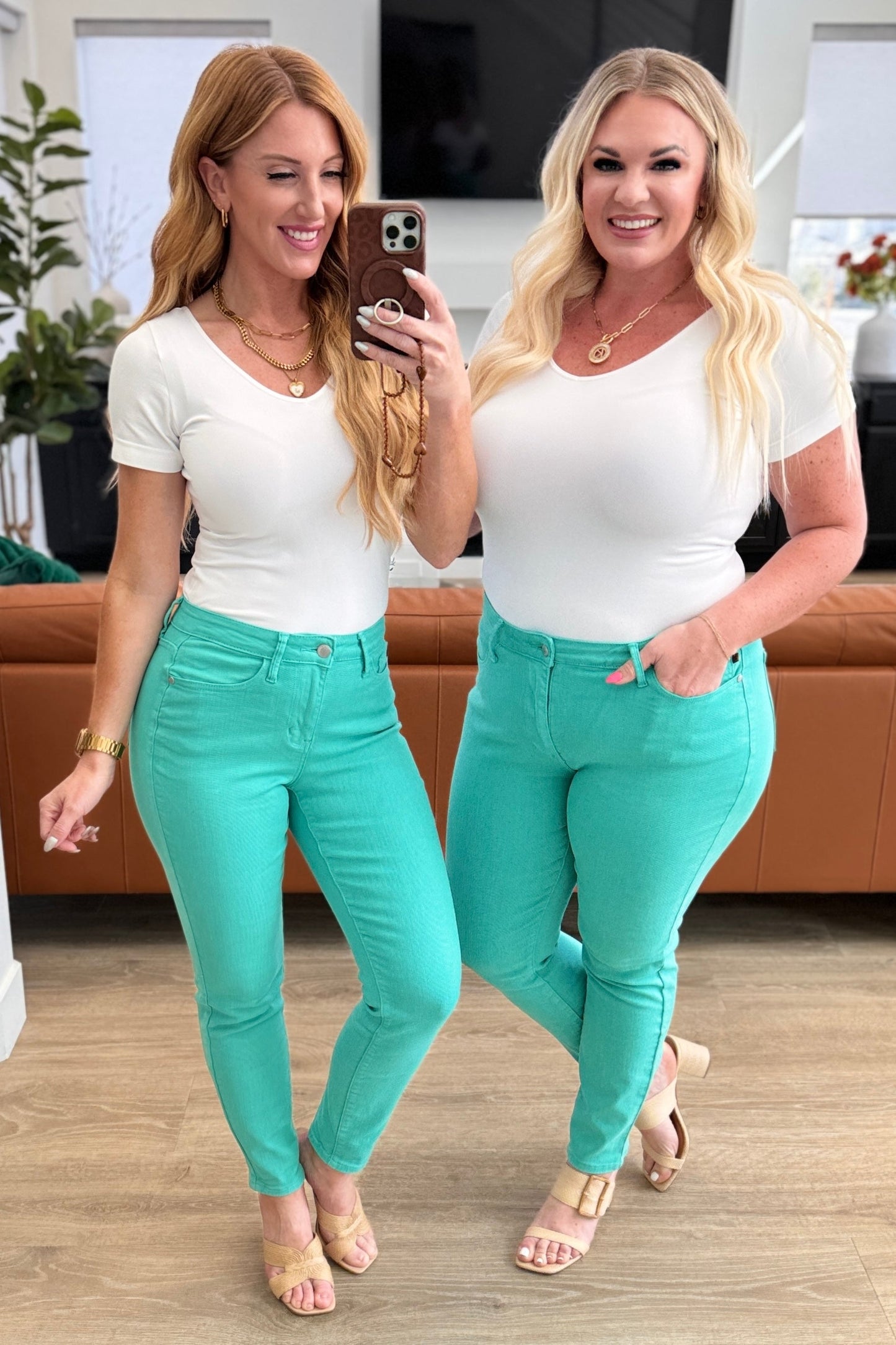 Bridgette High Rise Garment Dyed Slim Jeans in Aquamarine - Judy Blue