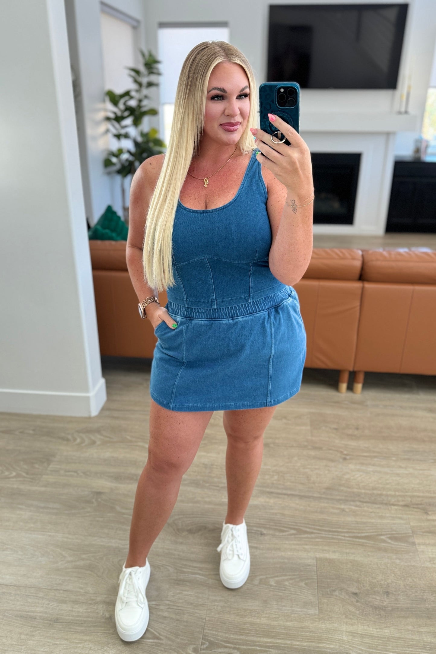 City Siren Skort in Light Denim - Rae Mode