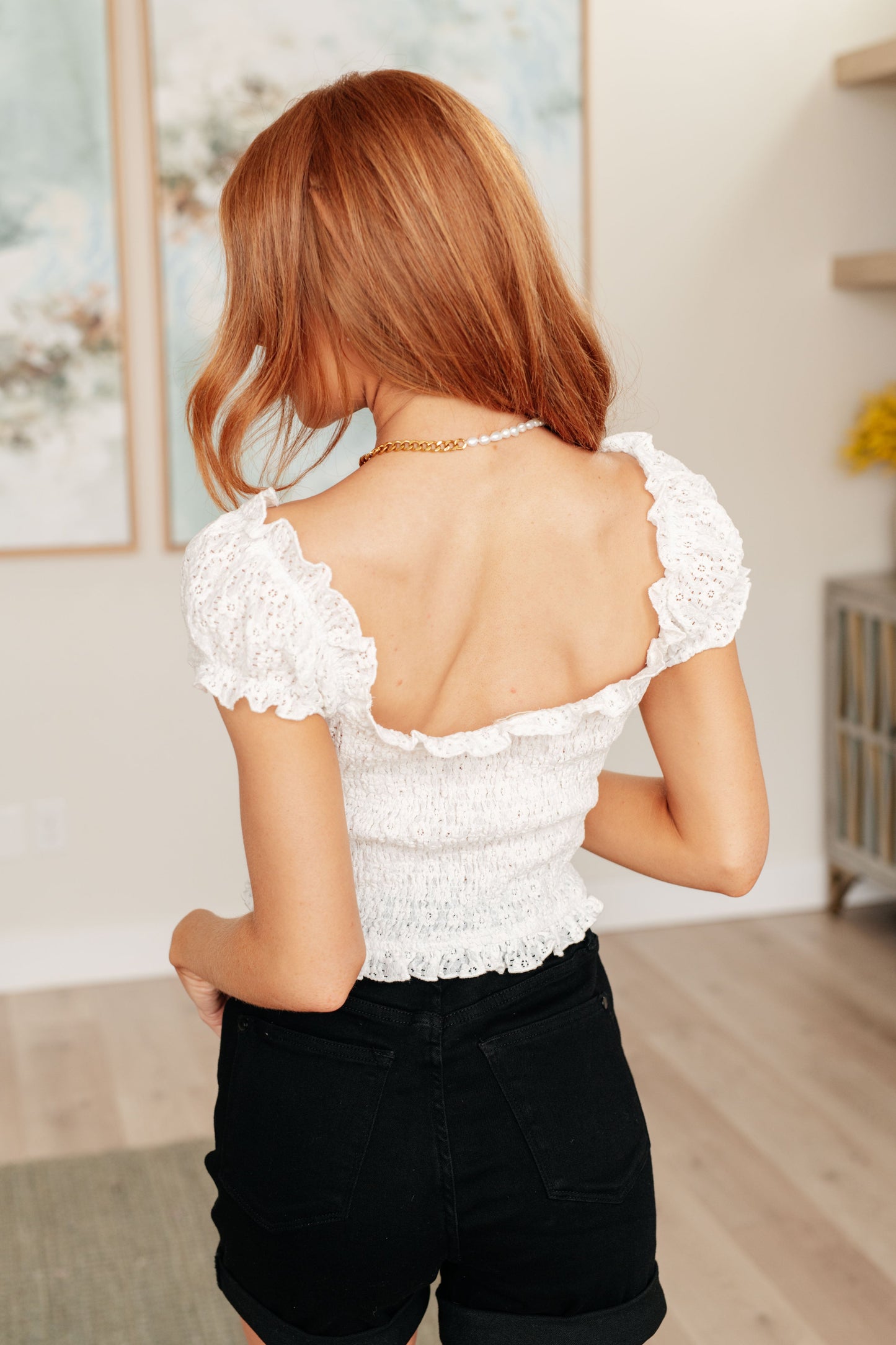 In Fair Verona Button Up Crop in Off White - POL