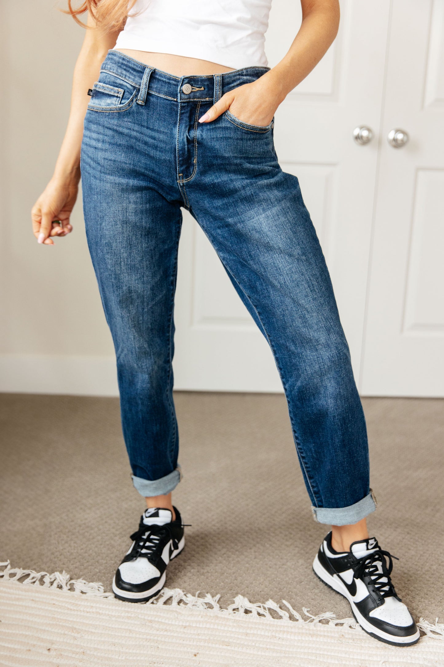 London Midrise Cuffed Boyfriend Jeans - Judy Blue