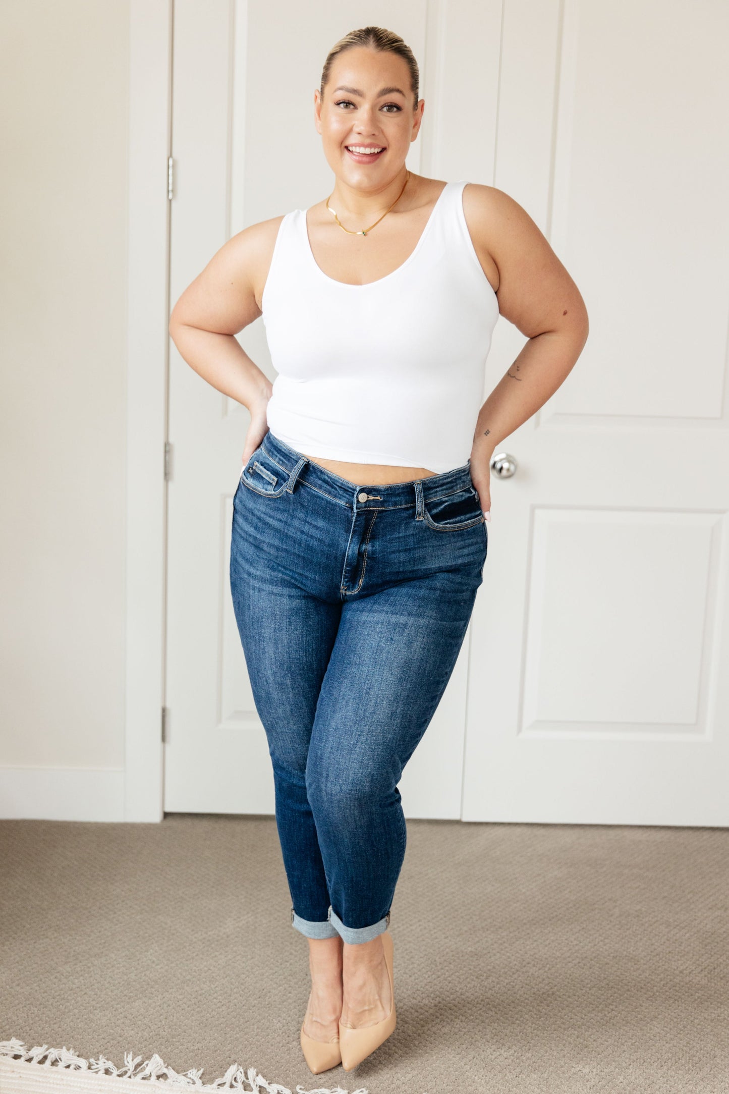 London Midrise Cuffed Boyfriend Jeans - Judy Blue