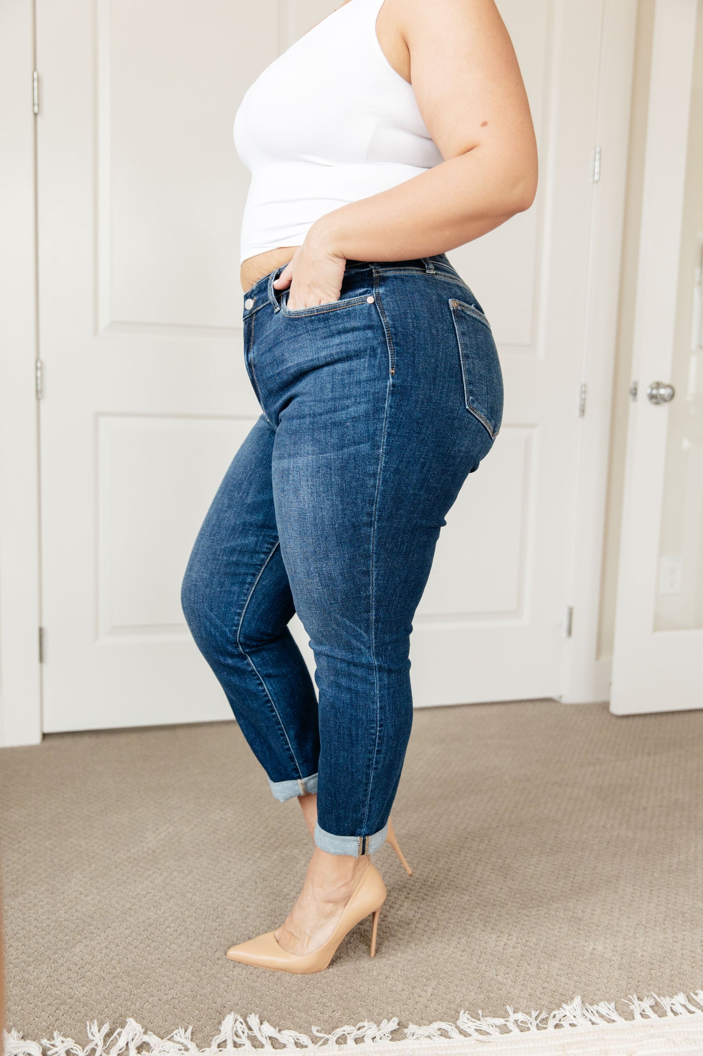 London Midrise Cuffed Boyfriend Jeans - Judy Blue