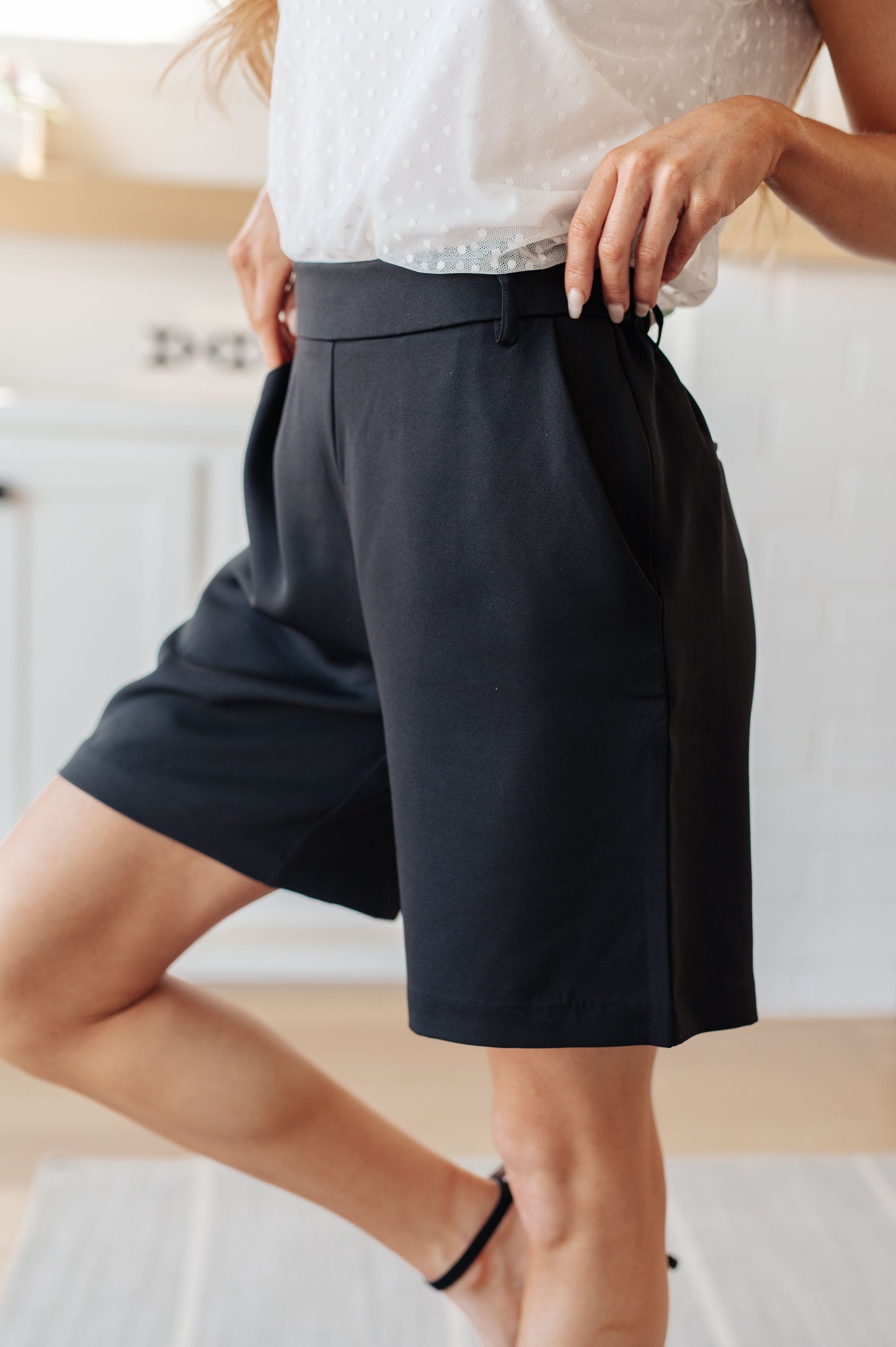 Know Better High Waisted Shorts - White Birch