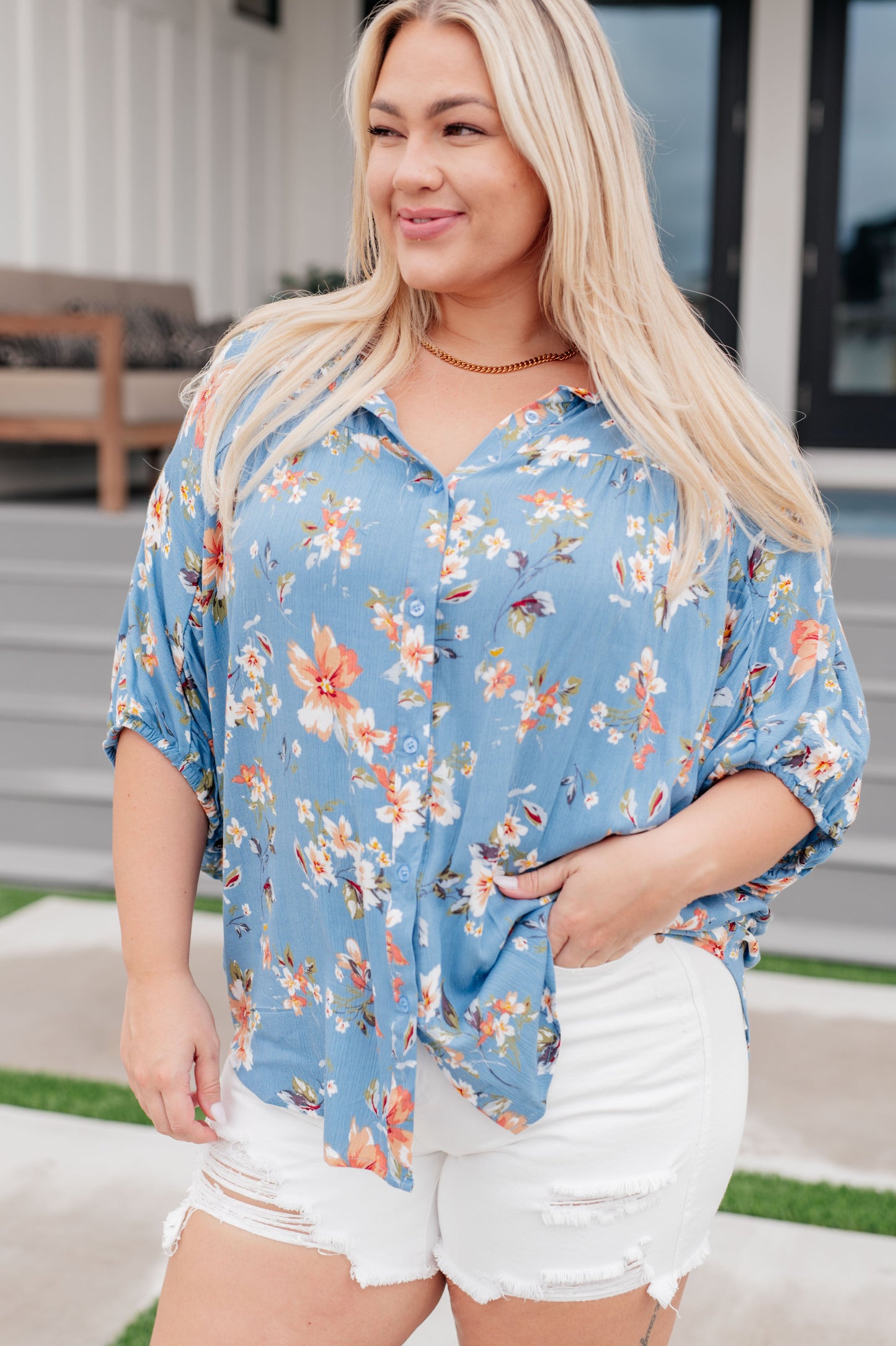 Lanikai Floral Button Down Top - Hayden