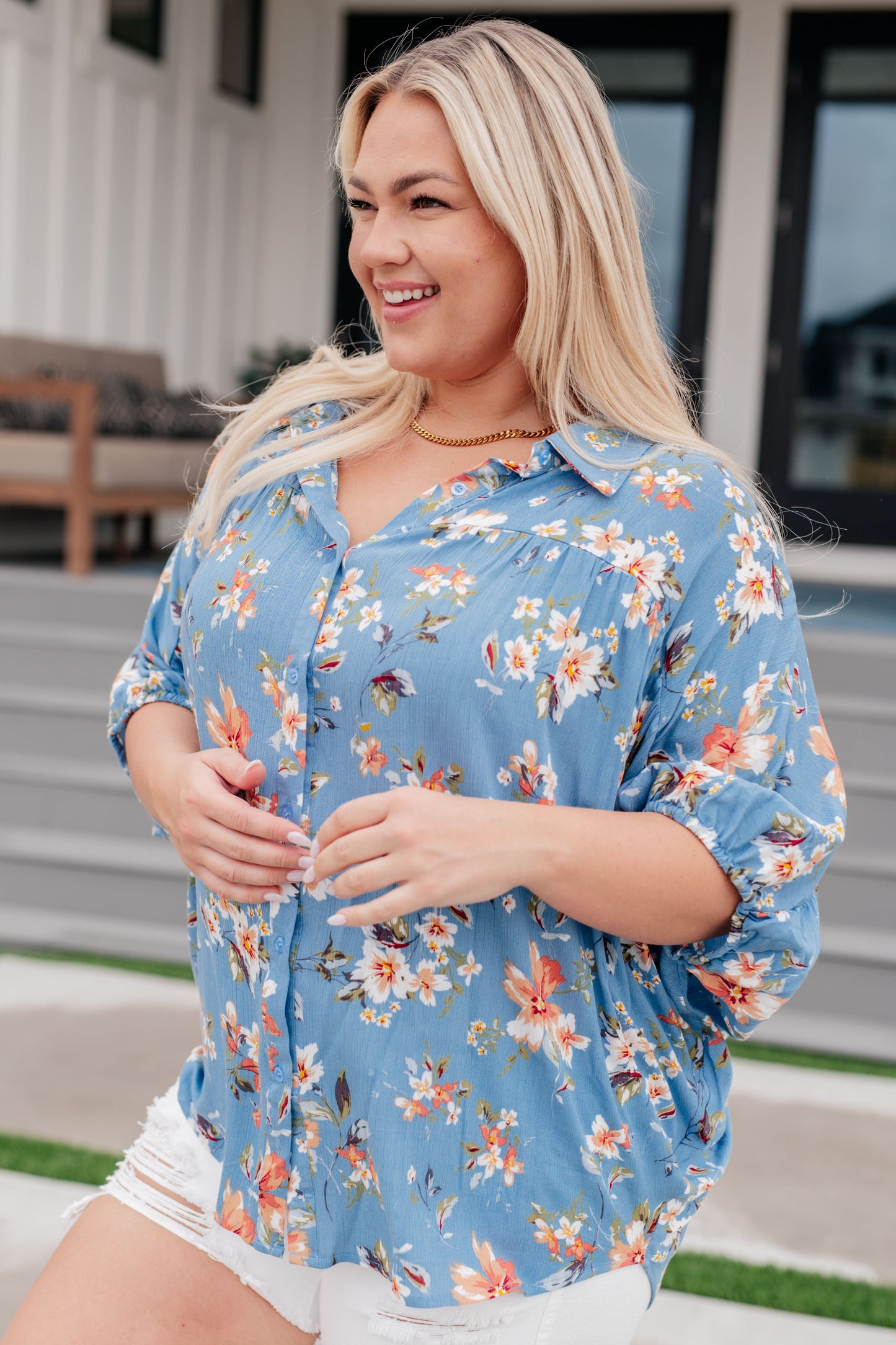Lanikai Floral Button Down Top - Hayden