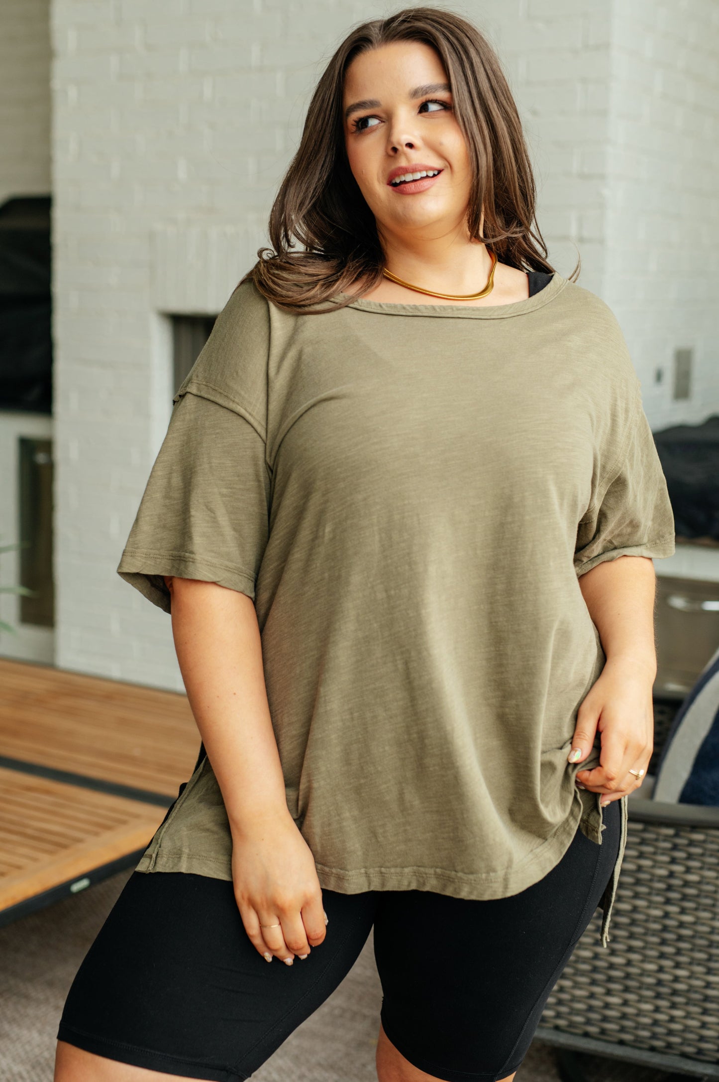 Let Me Live Relaxed Tee in Army - Rae Mode