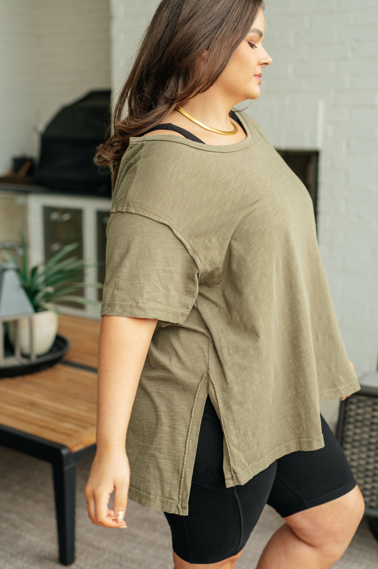 Let Me Live Relaxed Tee in Army - Rae Mode