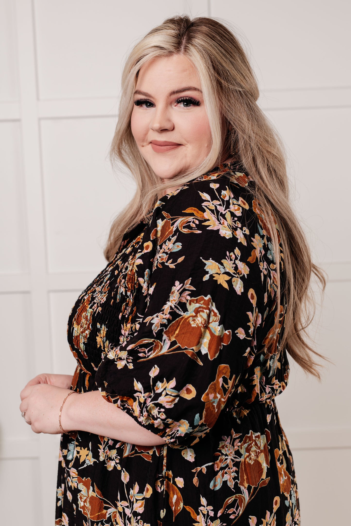 Look My Way Smocked Bodice Button Down Dress - Polagram
