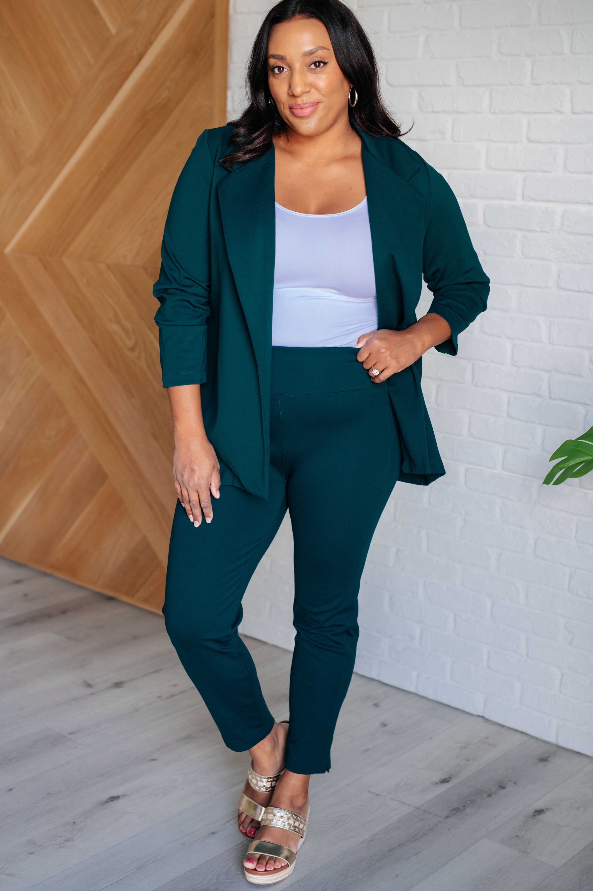 Magic 3/4 Blazer in Hunter Green - Dear Scarlett