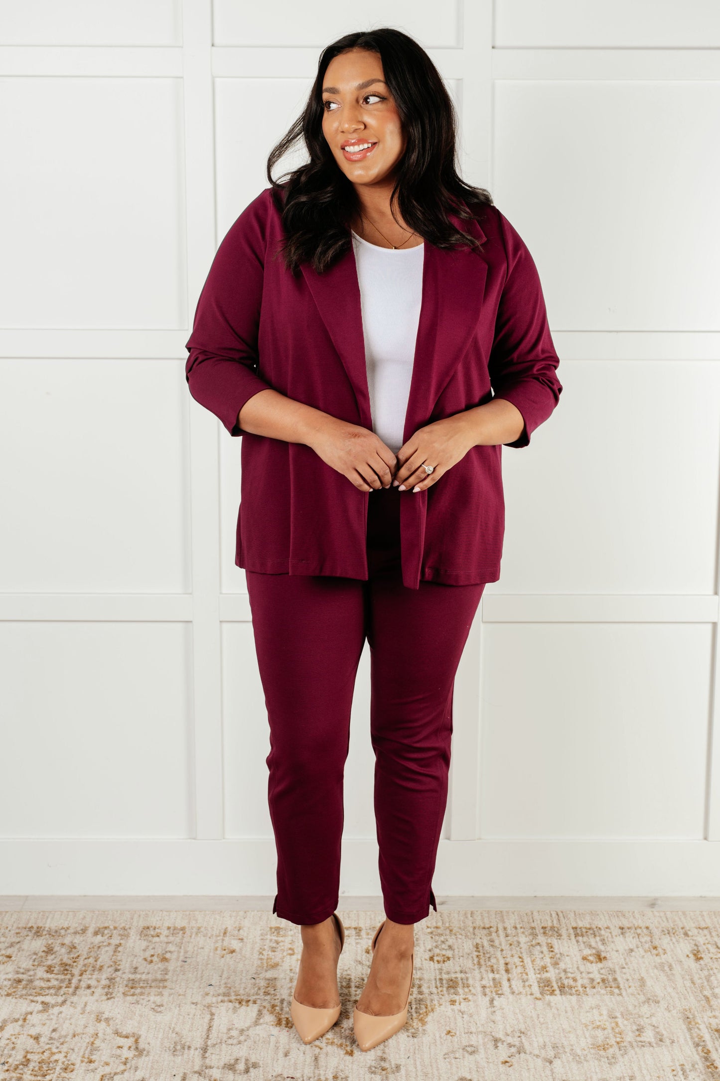 Magic 3/4 Blazer in Wine - Dear Scarlett