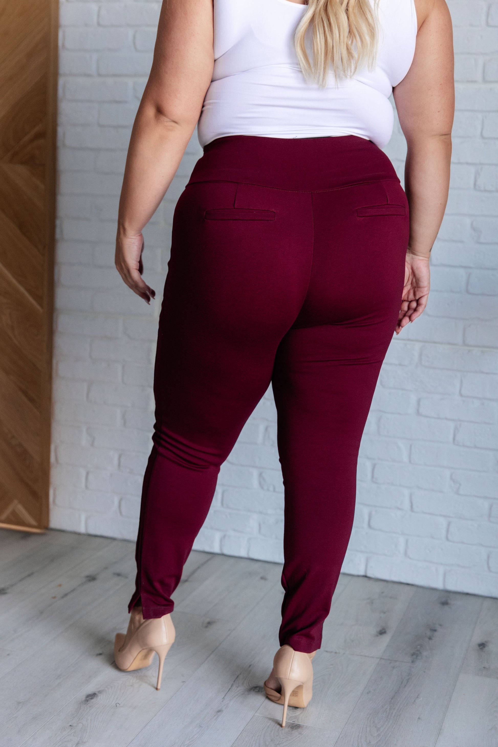 Magic Skinny 28" Pants in Wine - Dear Scarlett