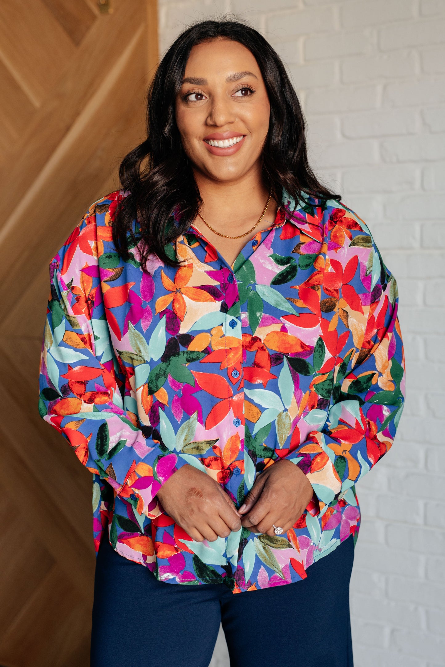 Make Like a Tree and Leaf Button Up Blouse - Jodifl