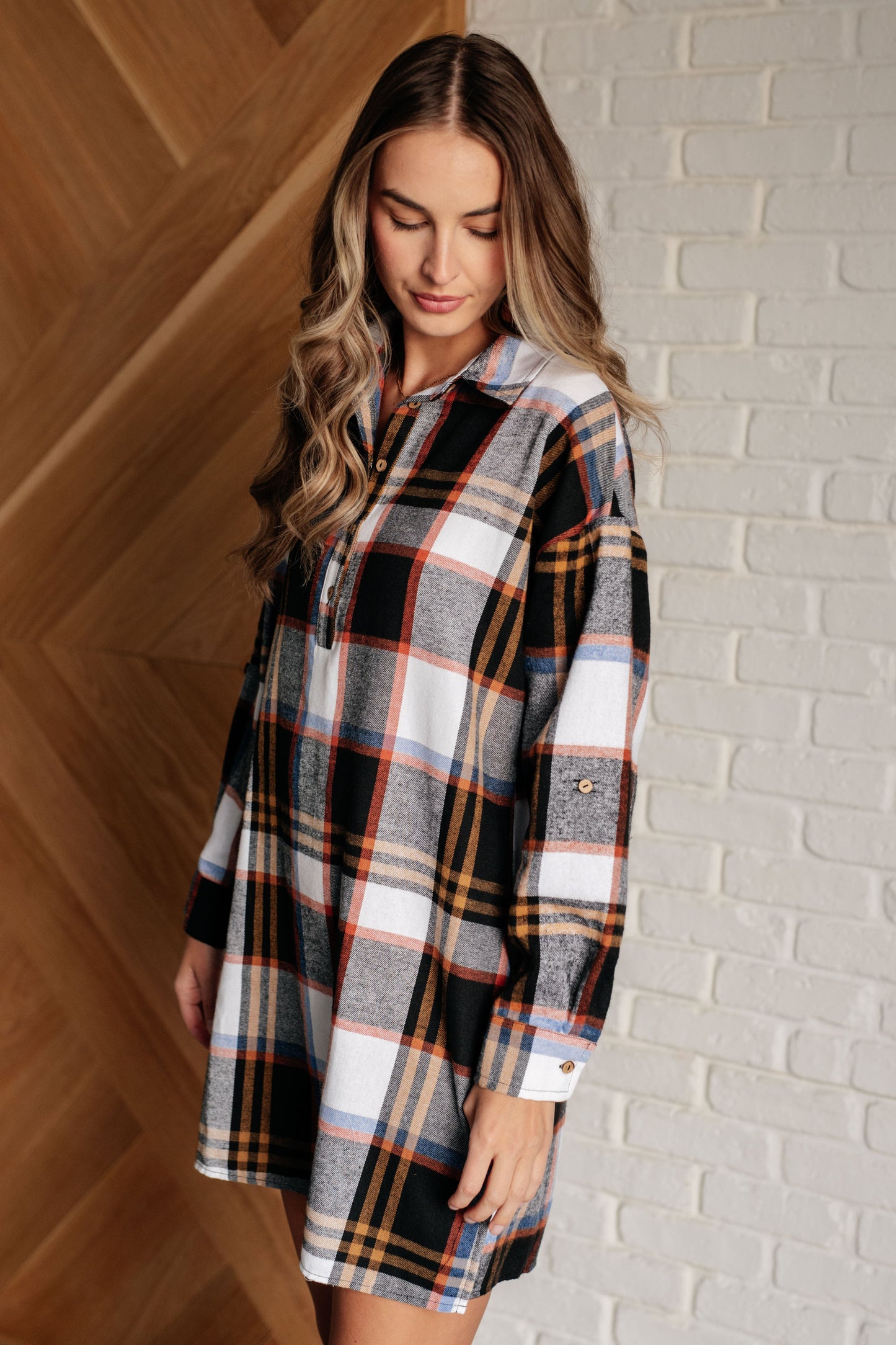 Make it Right Plaid Shirt Dress - Jodifl