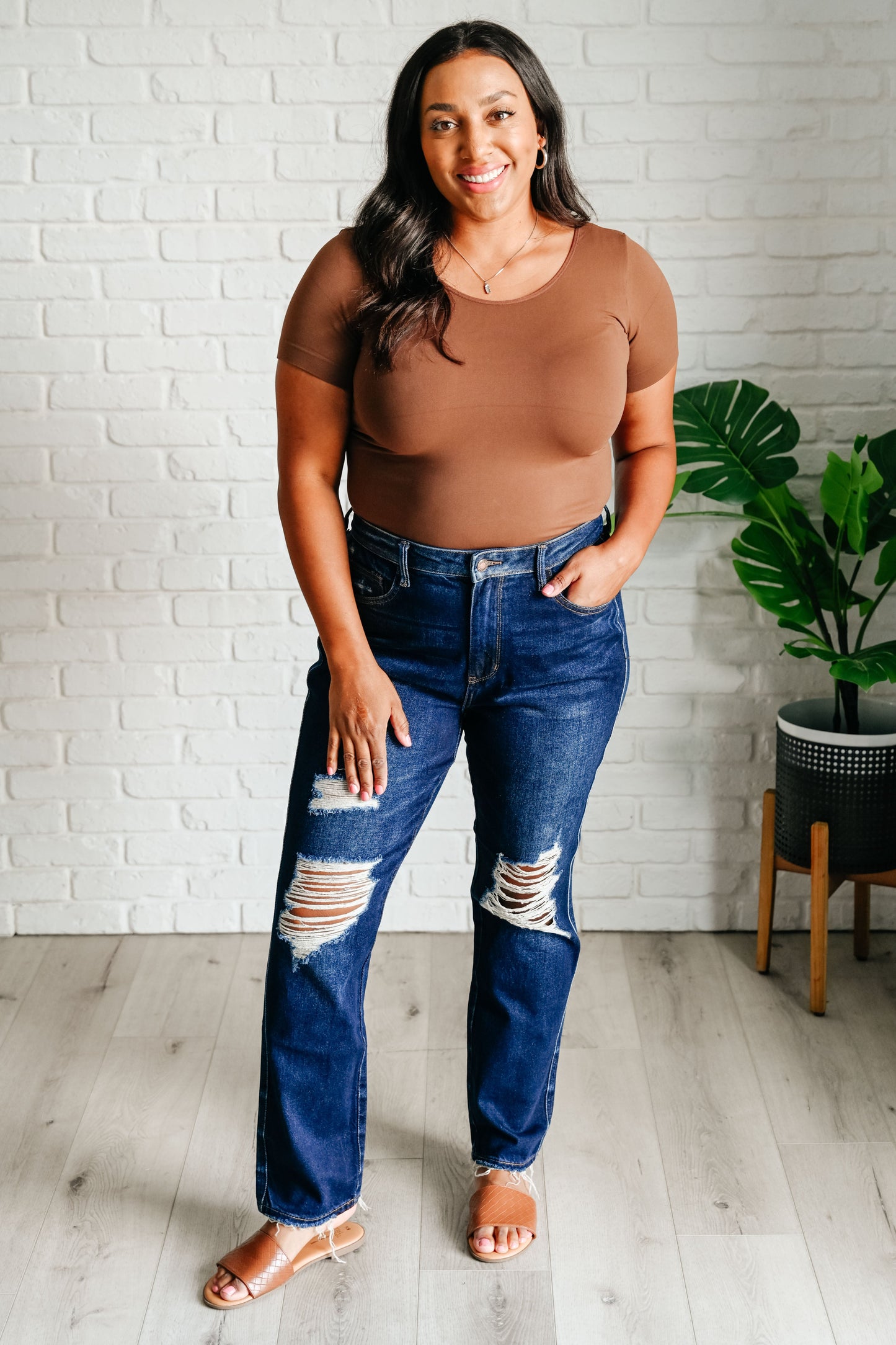 Montana High Rise Rigid Magic Distressed Straight Jeans - Judy Blue