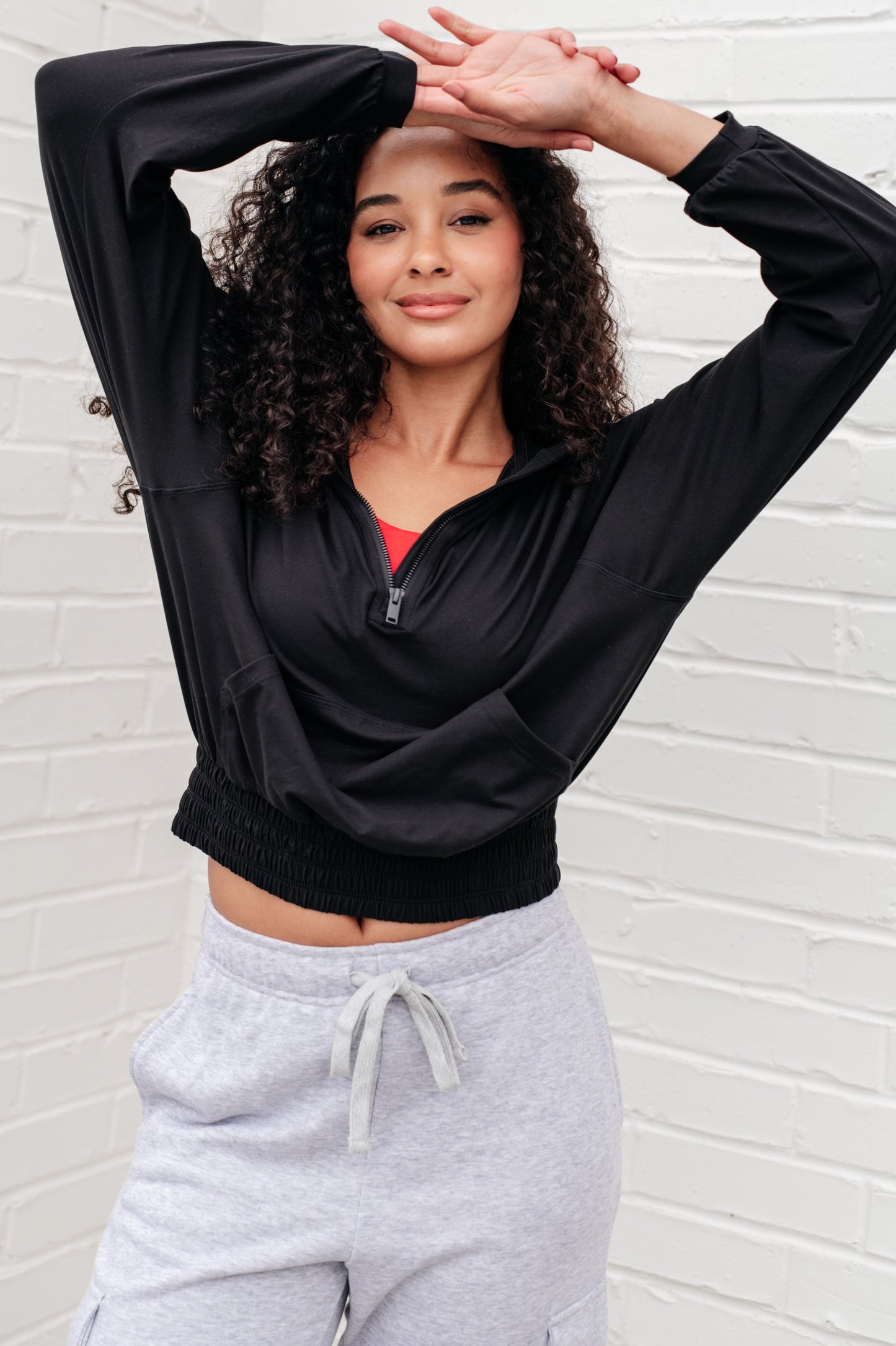 Morning Run Half Zip Hoodie in Black - Rae Mode