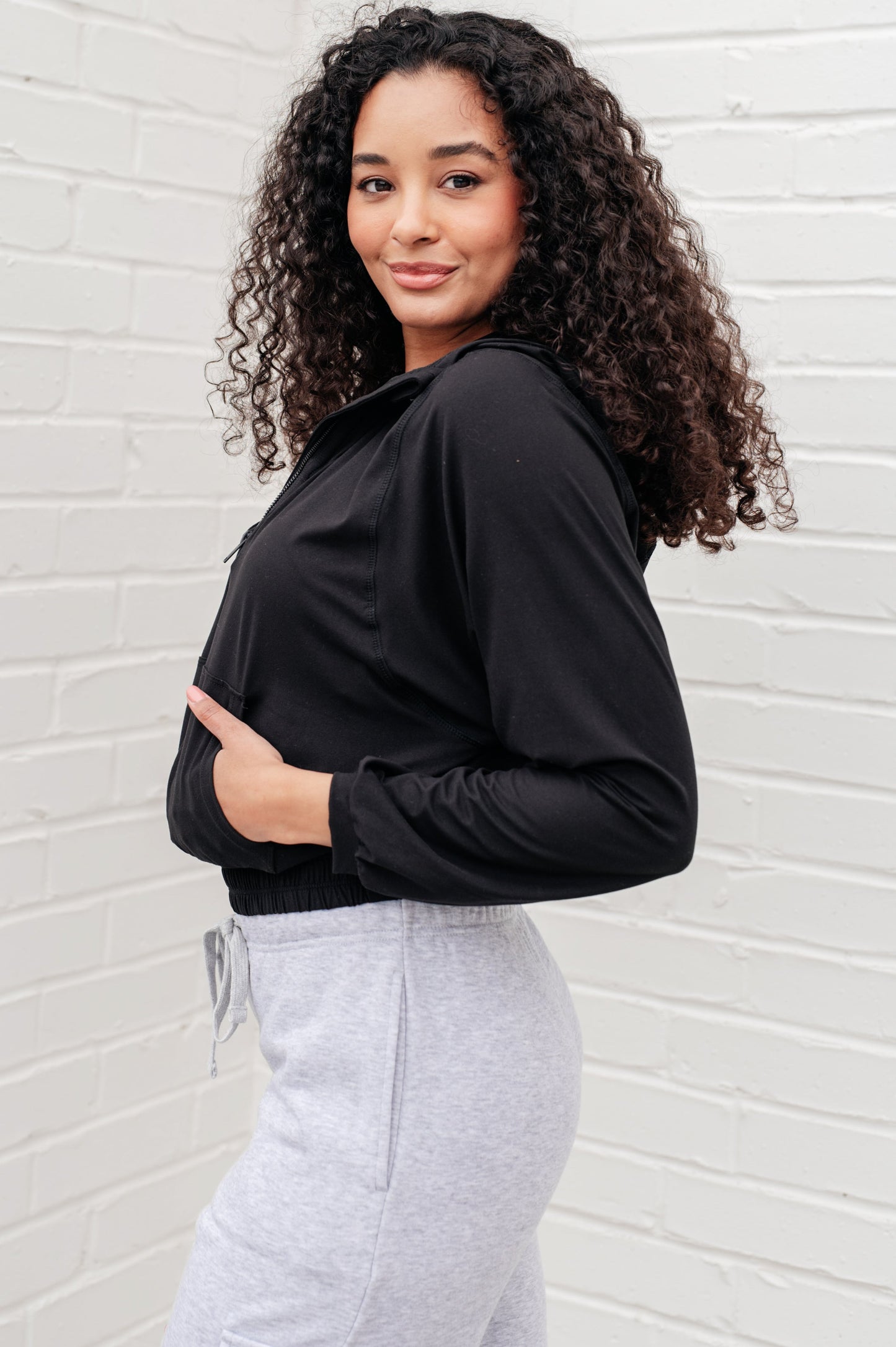 Morning Run Half Zip Hoodie in Black - Rae Mode