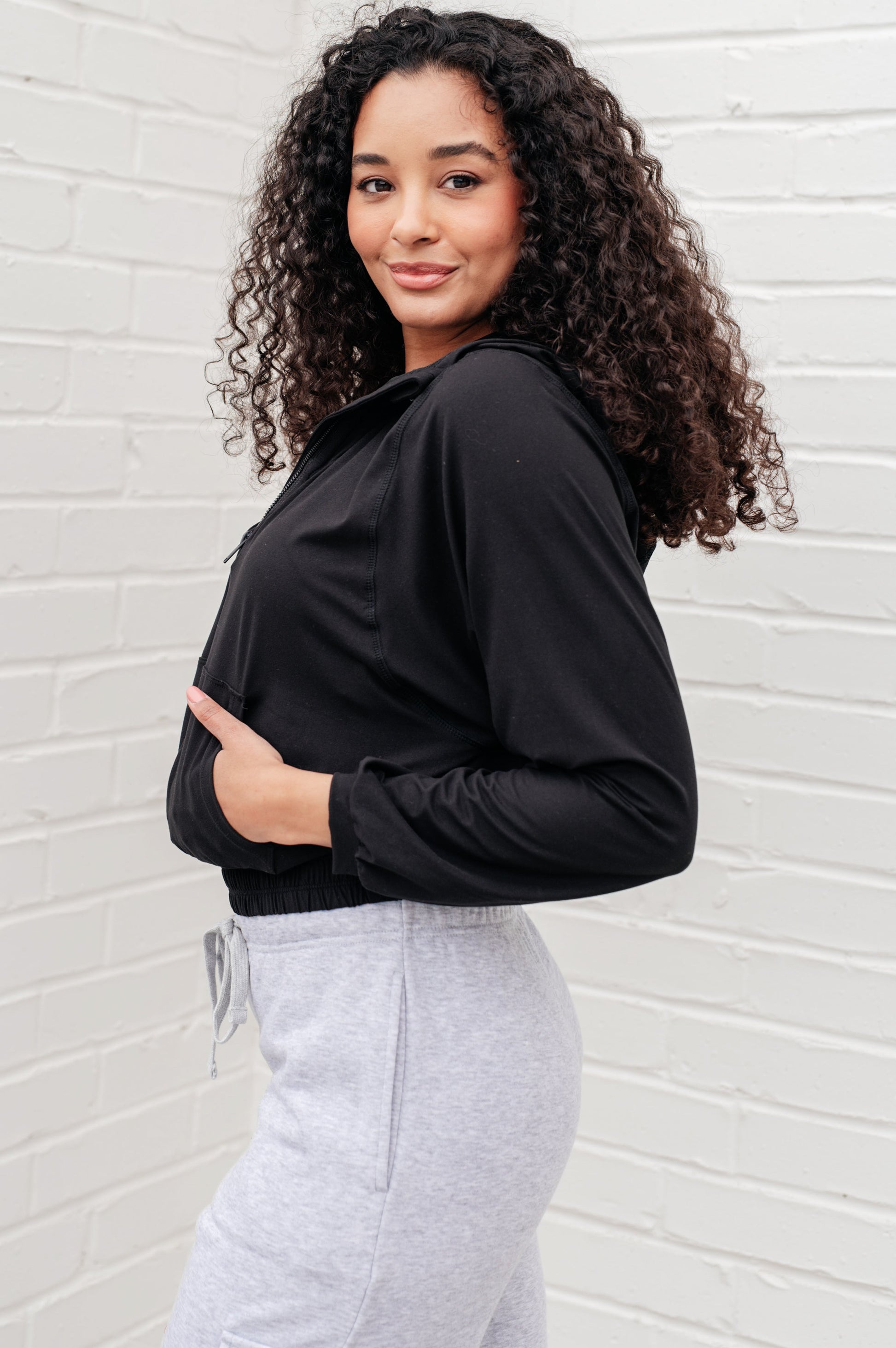 Morning Run Half Zip Hoodie in Black - Rae Mode