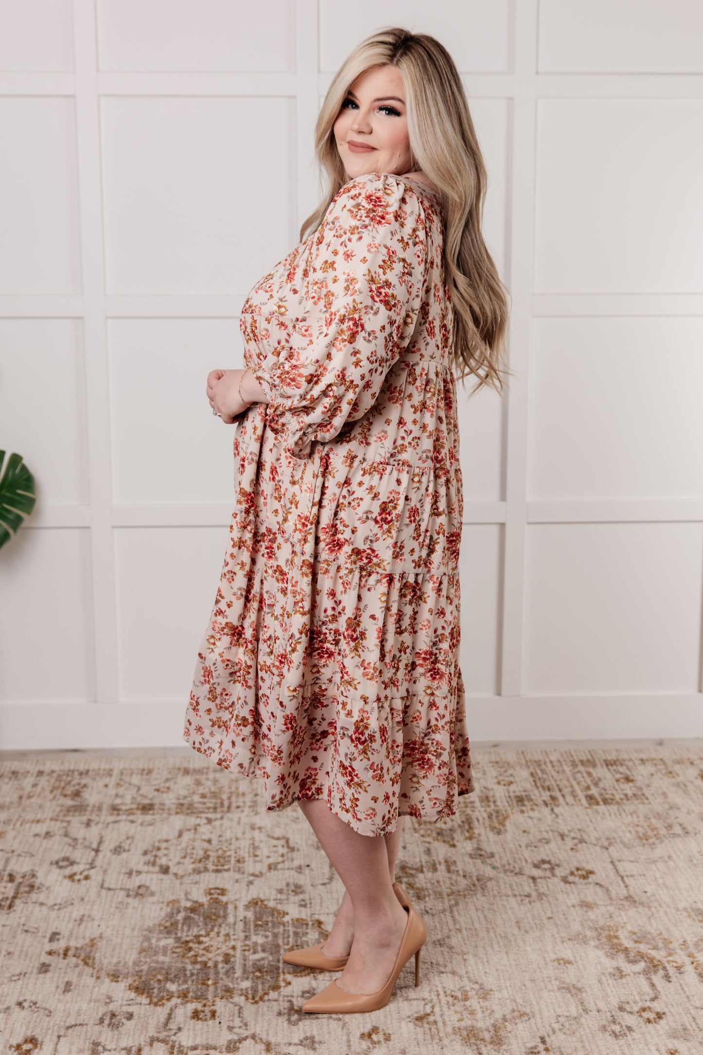 Next to You Balloon Sleeve Floral Dress - Polagram