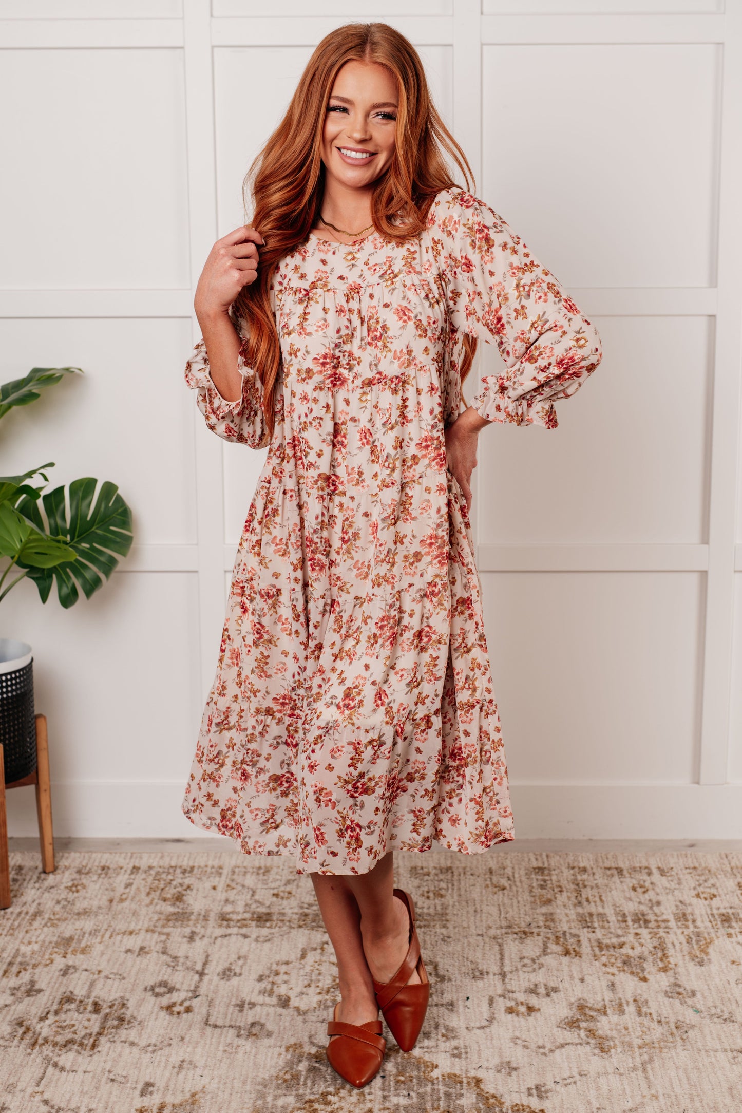 Next to You Balloon Sleeve Floral Dress - Polagram
