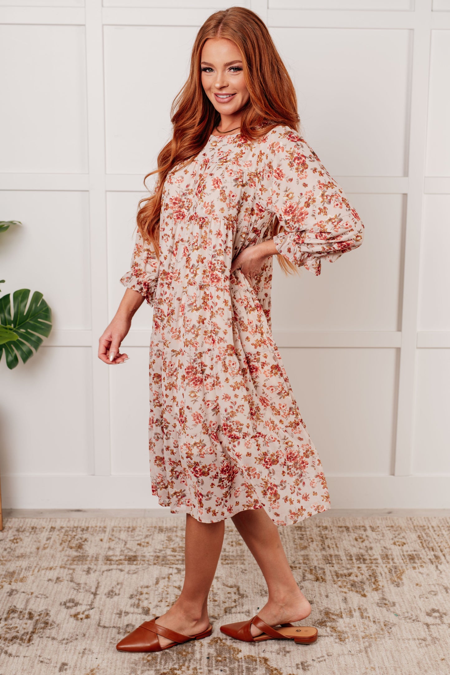 Next to You Balloon Sleeve Floral Dress - Polagram