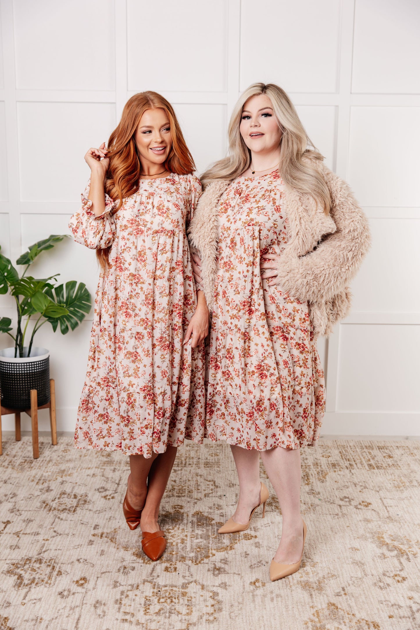 Next to You Balloon Sleeve Floral Dress - Polagram