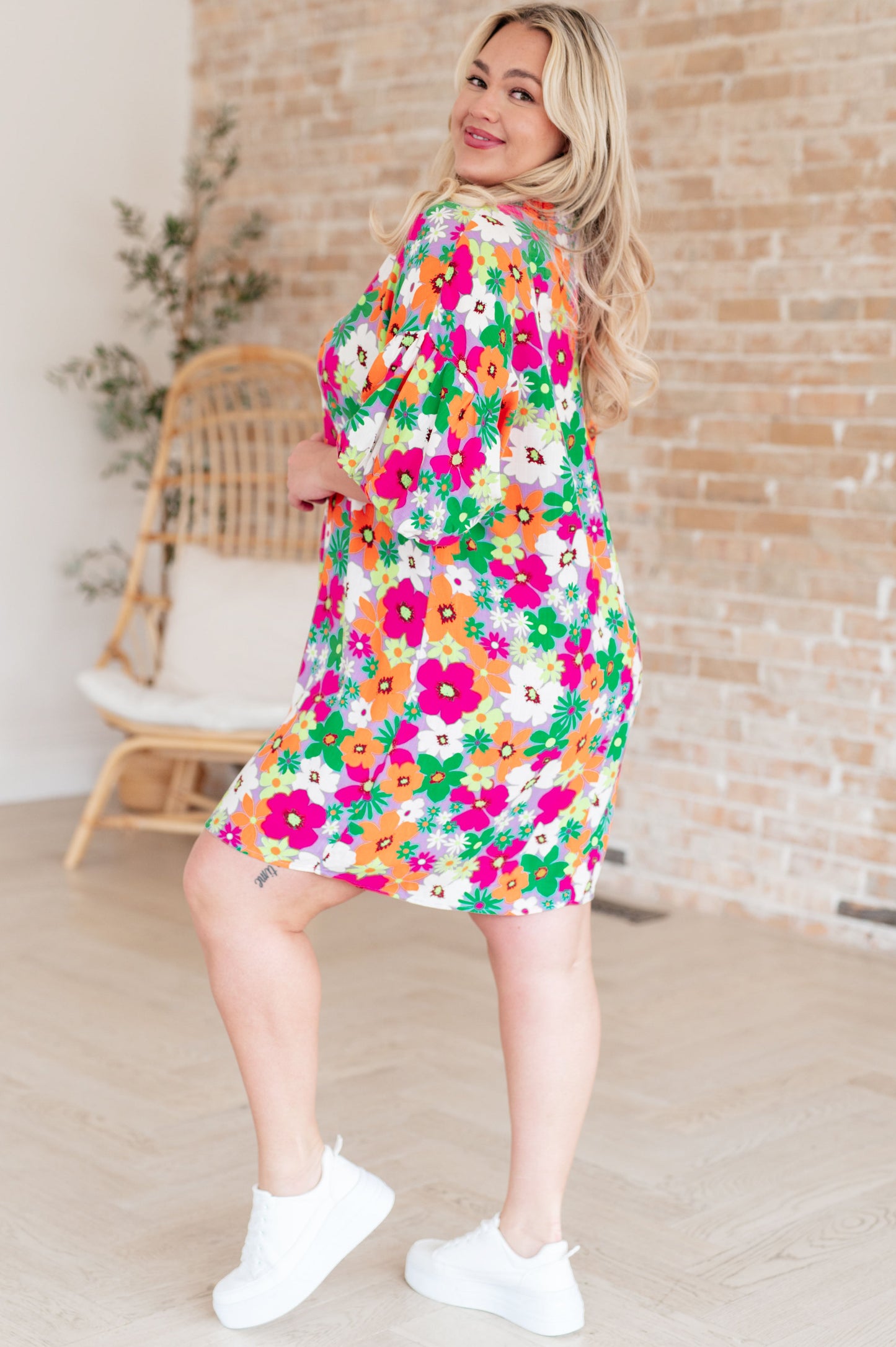 No Garden, No Problem Bubble Sleeve Dress - GeeGee