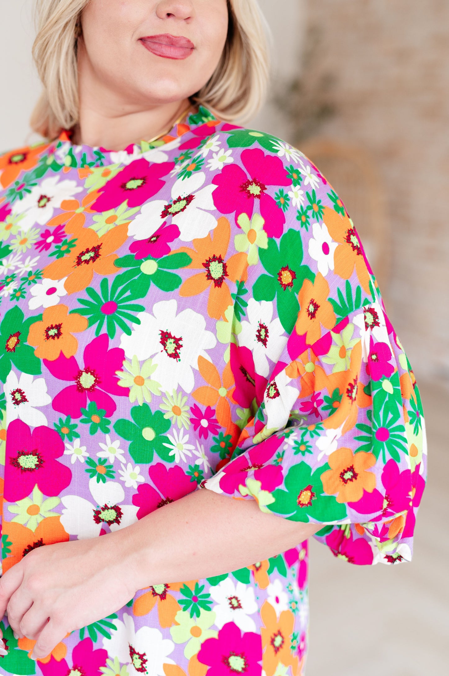 No Garden, No Problem Bubble Sleeve Dress - GeeGee